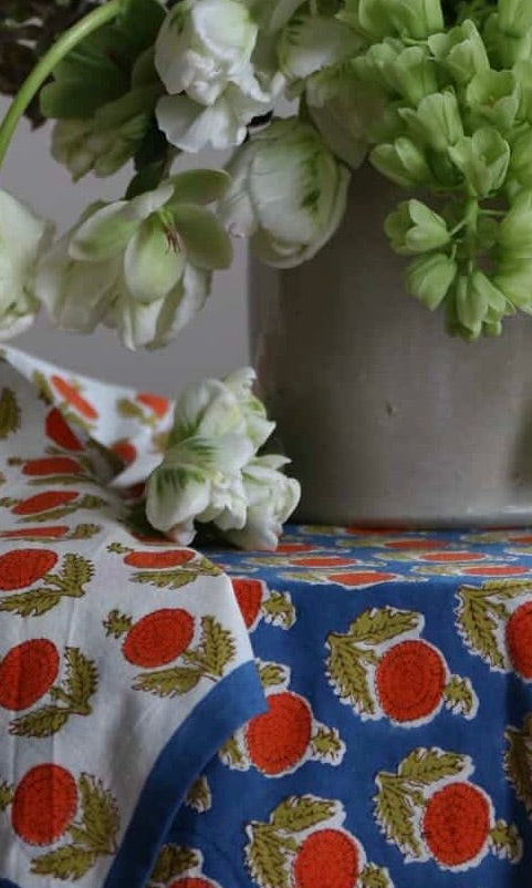 Marigold – Hand Block Printed Table Cloth & 6 Napkins Set