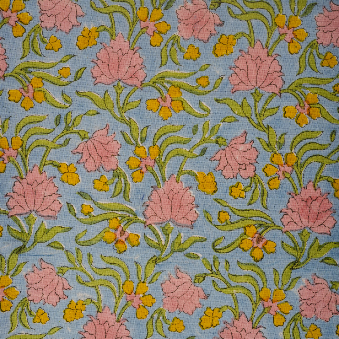 Jasmine Blue - Hand Block-Printed Cotton Napkins Set of 4