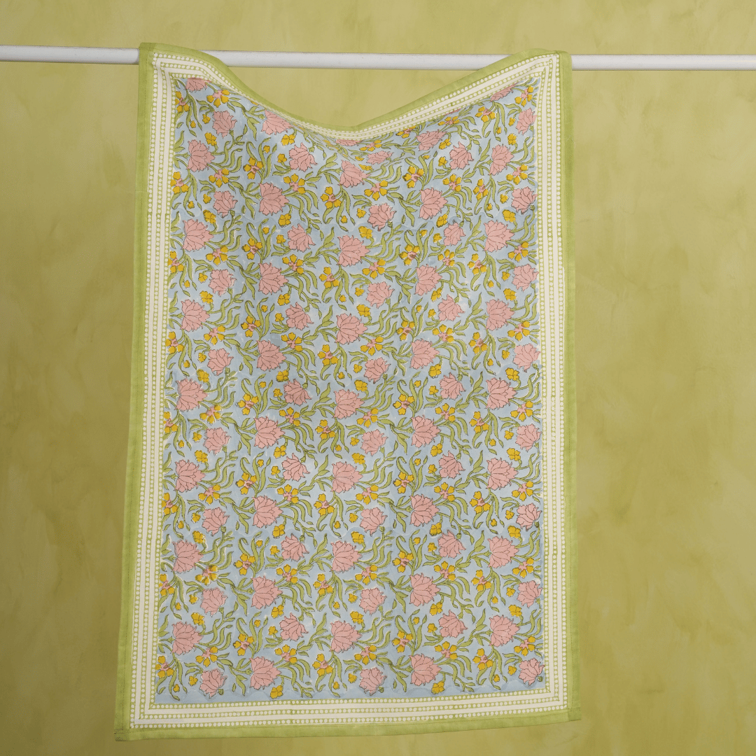 Jasmine Blue - Hand Block-Printed Cotton Kitchen Towel