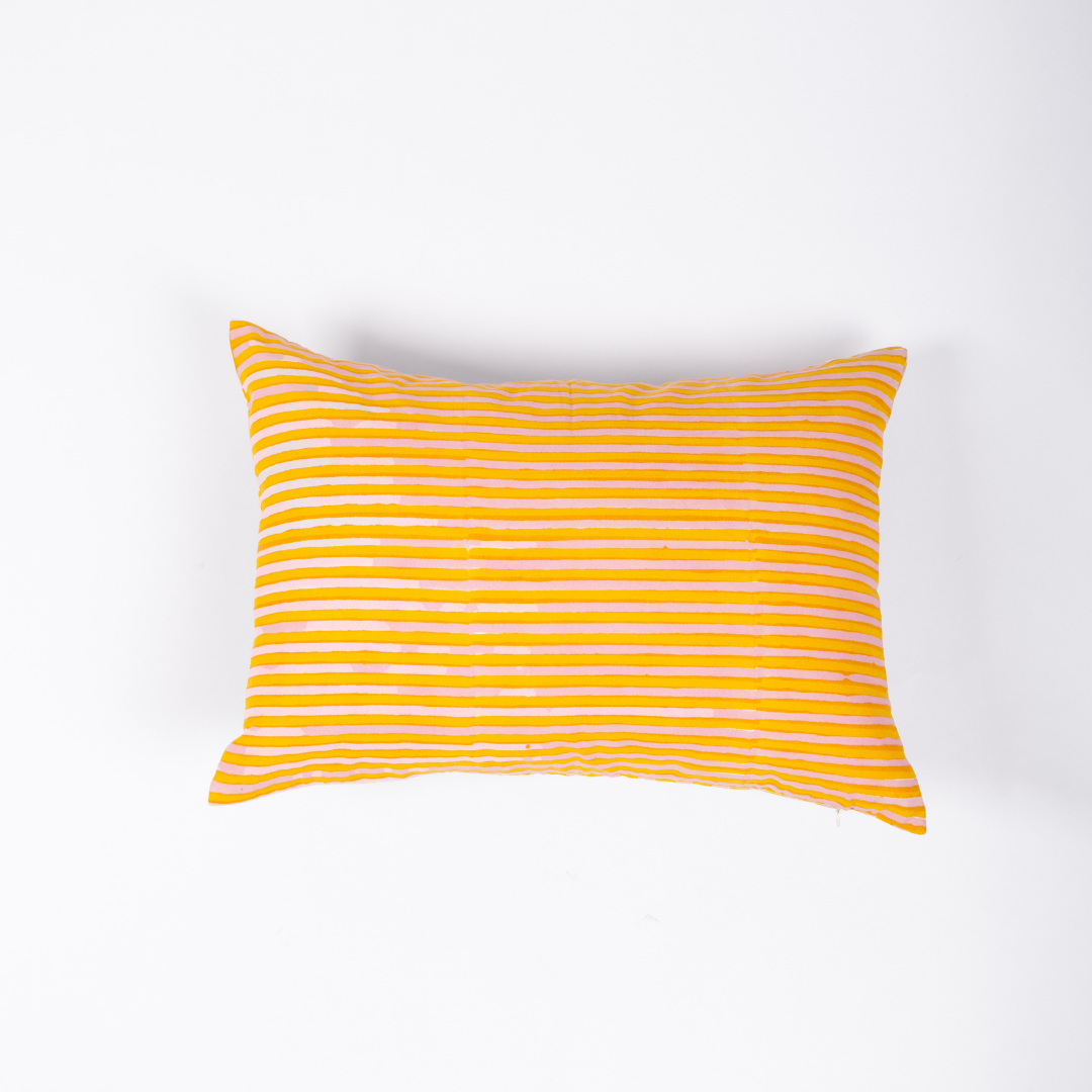 Handcrafted blue cotton lumbar pillowcase by Thar, ethically produced in small batches to bring cultural storytelling to your space.