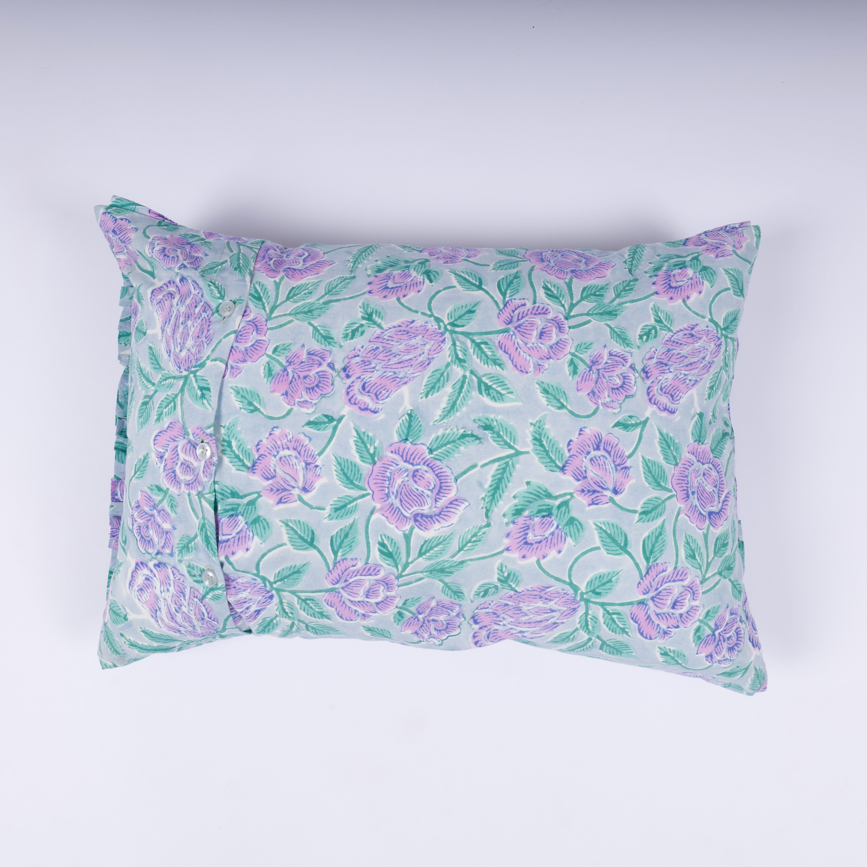 Nadia - Hand Block-Printed Cotton Lumbar Pillowcase