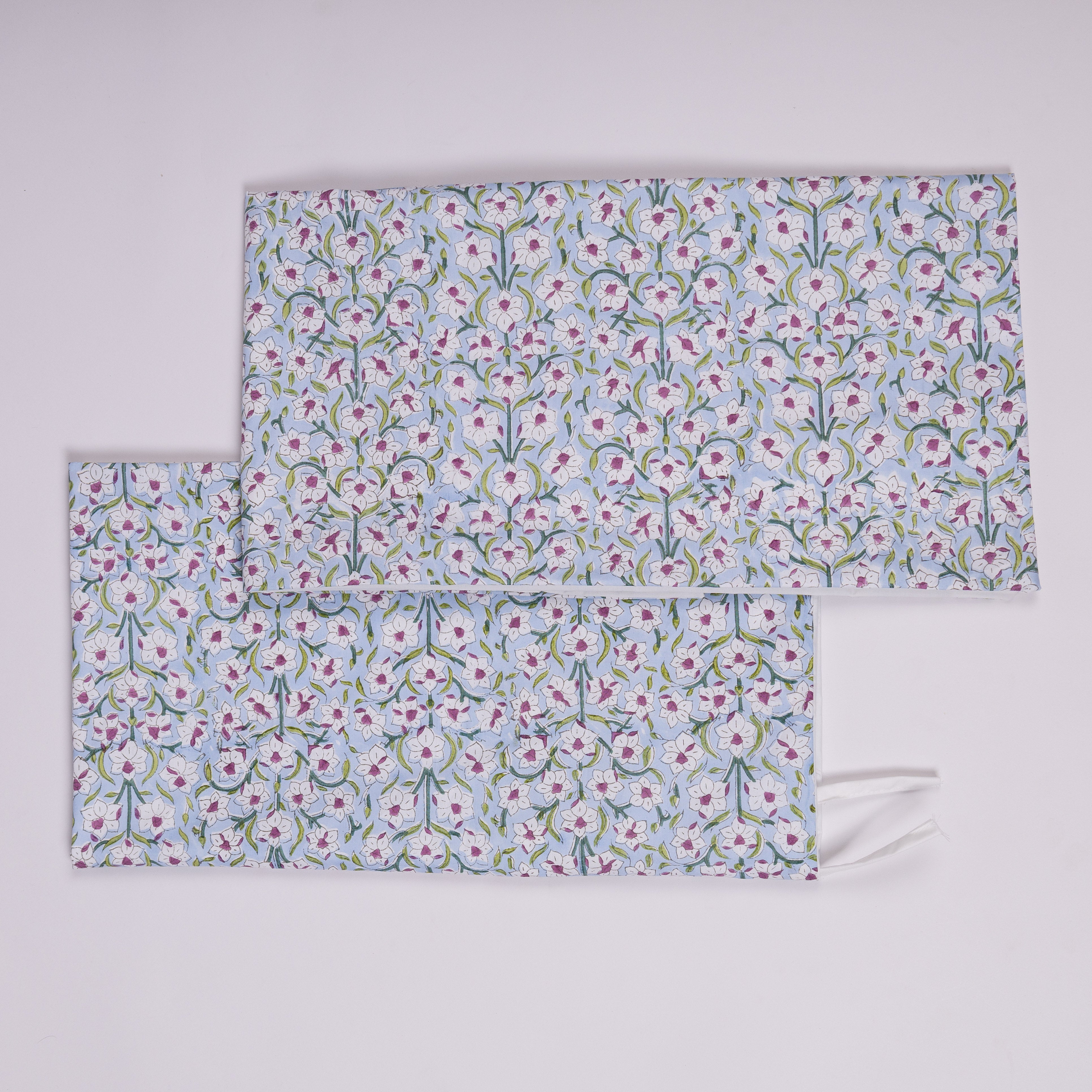 Nargis Floral - Hand Block-Printed Cotton Pillow Sham - Set of 2