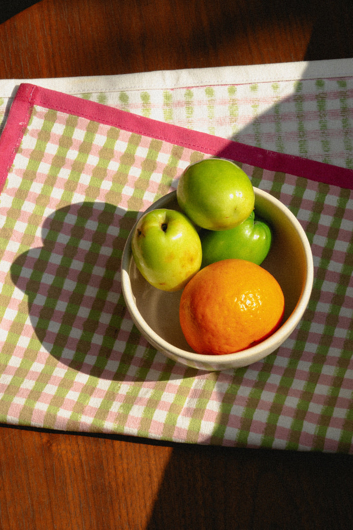 Jasmine Gingham- Hand Block-Printed Cotton Table Mats - Set of 2