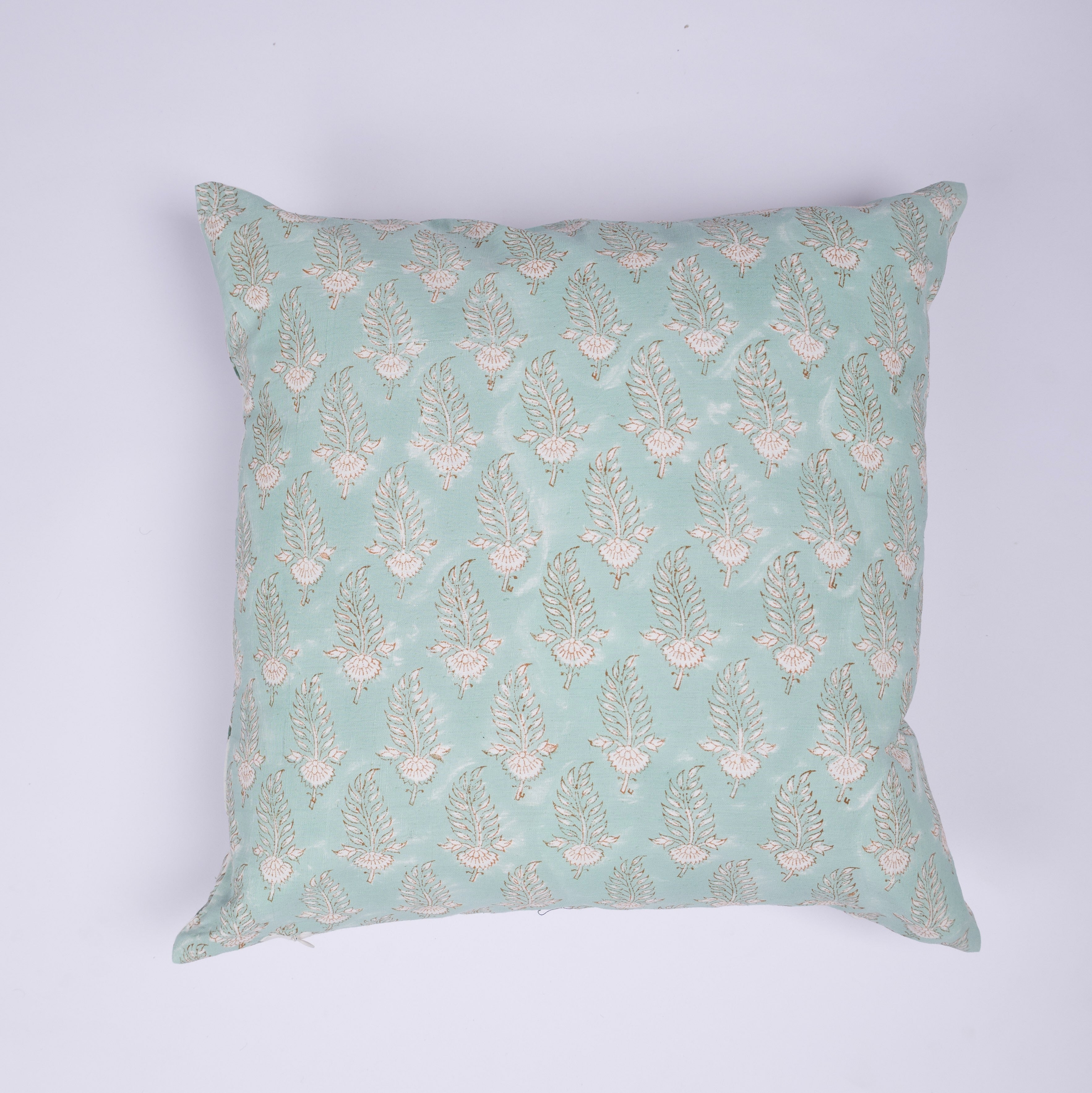 Noor - Hand Block-Printed Khadi Cotton Pillowcase (Green)