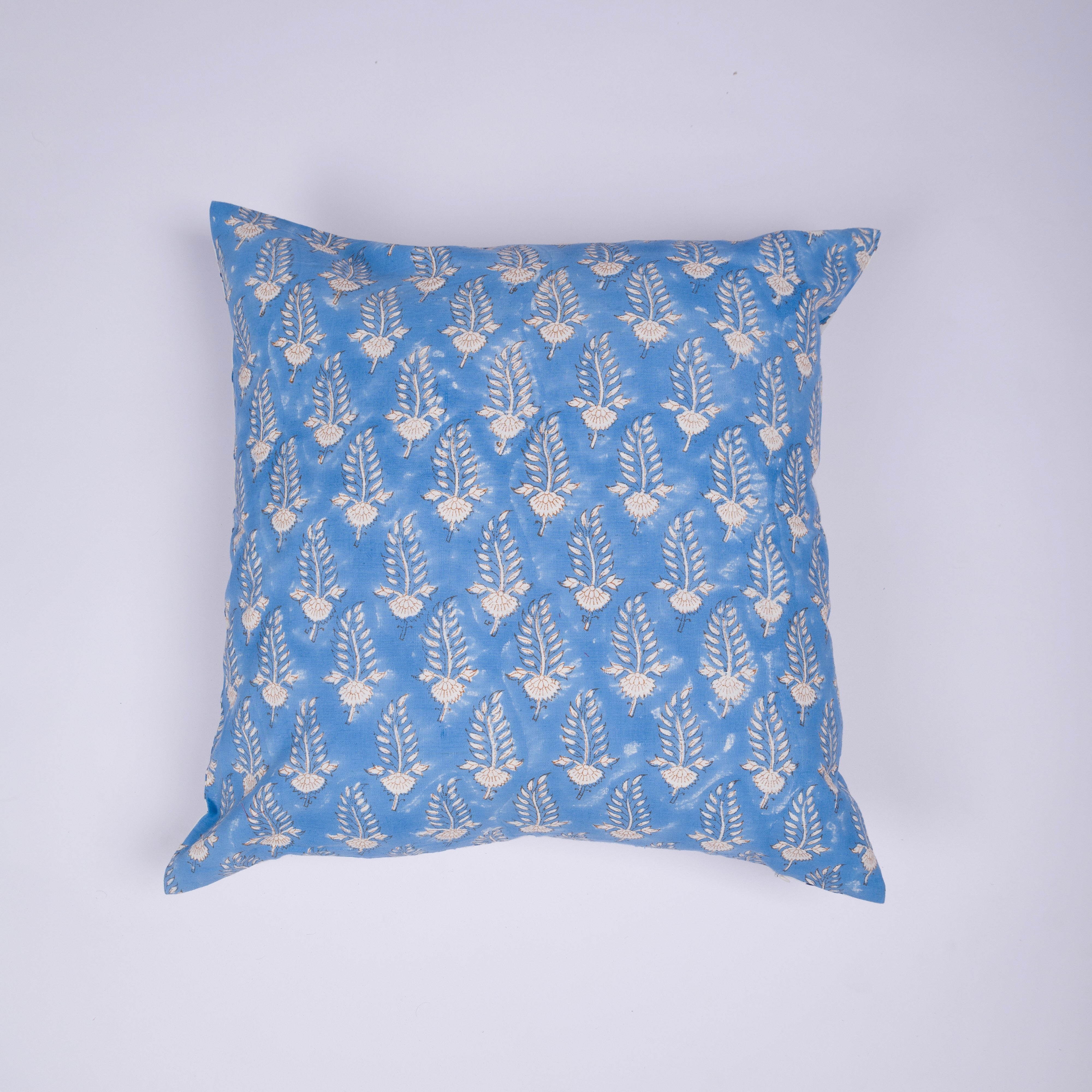 Noor - Hand Block-Printed Khadi Cotton Pillowcase (Blue)