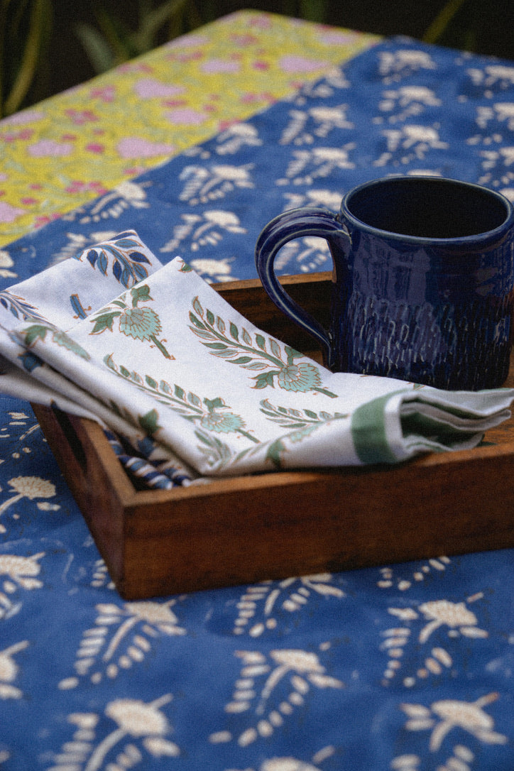 Noor - Hand Block-Printed Cotton Table Runner (Blue)