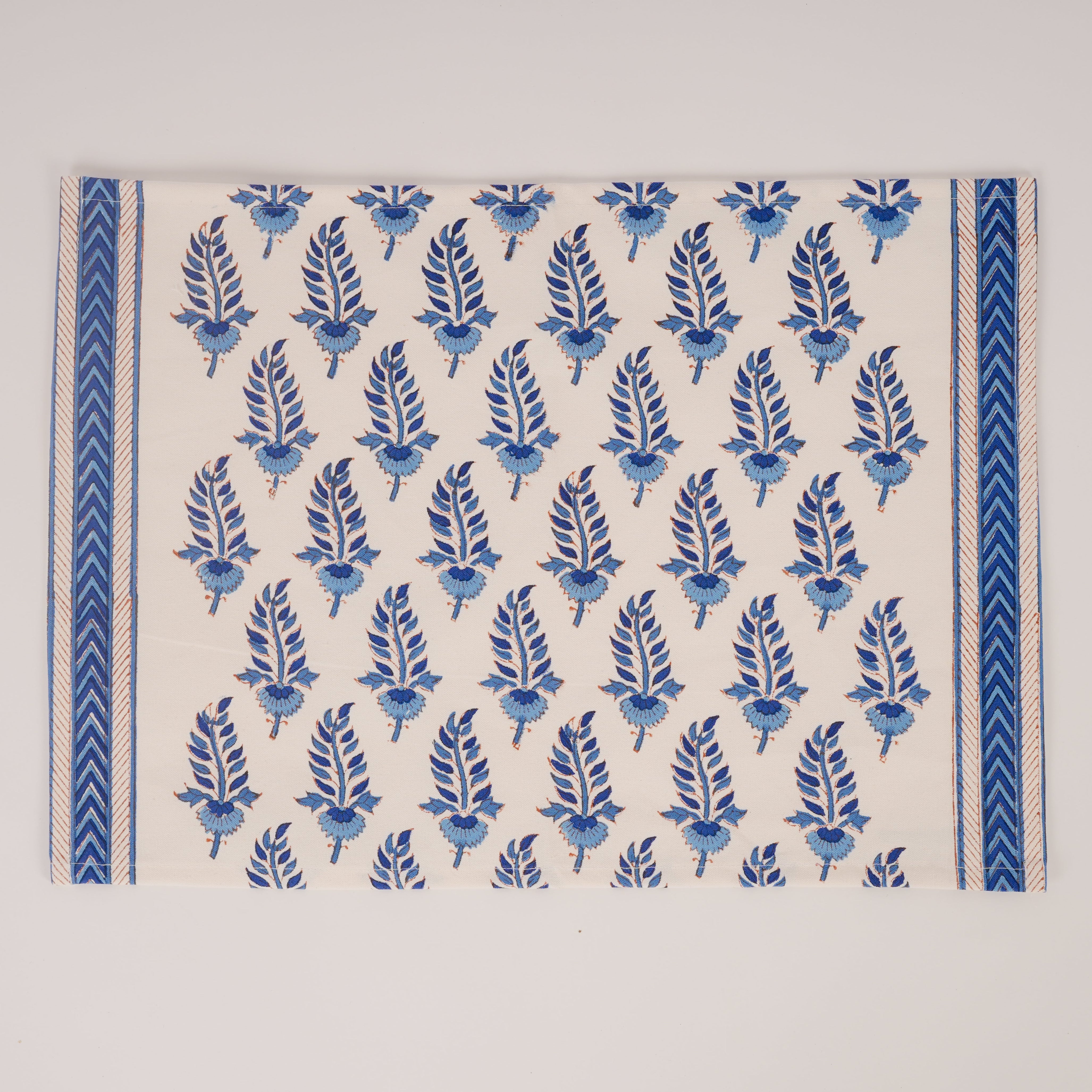 Noor- Hand Block-Printed Cotton Table Mats - Set of 4 (Blue)
