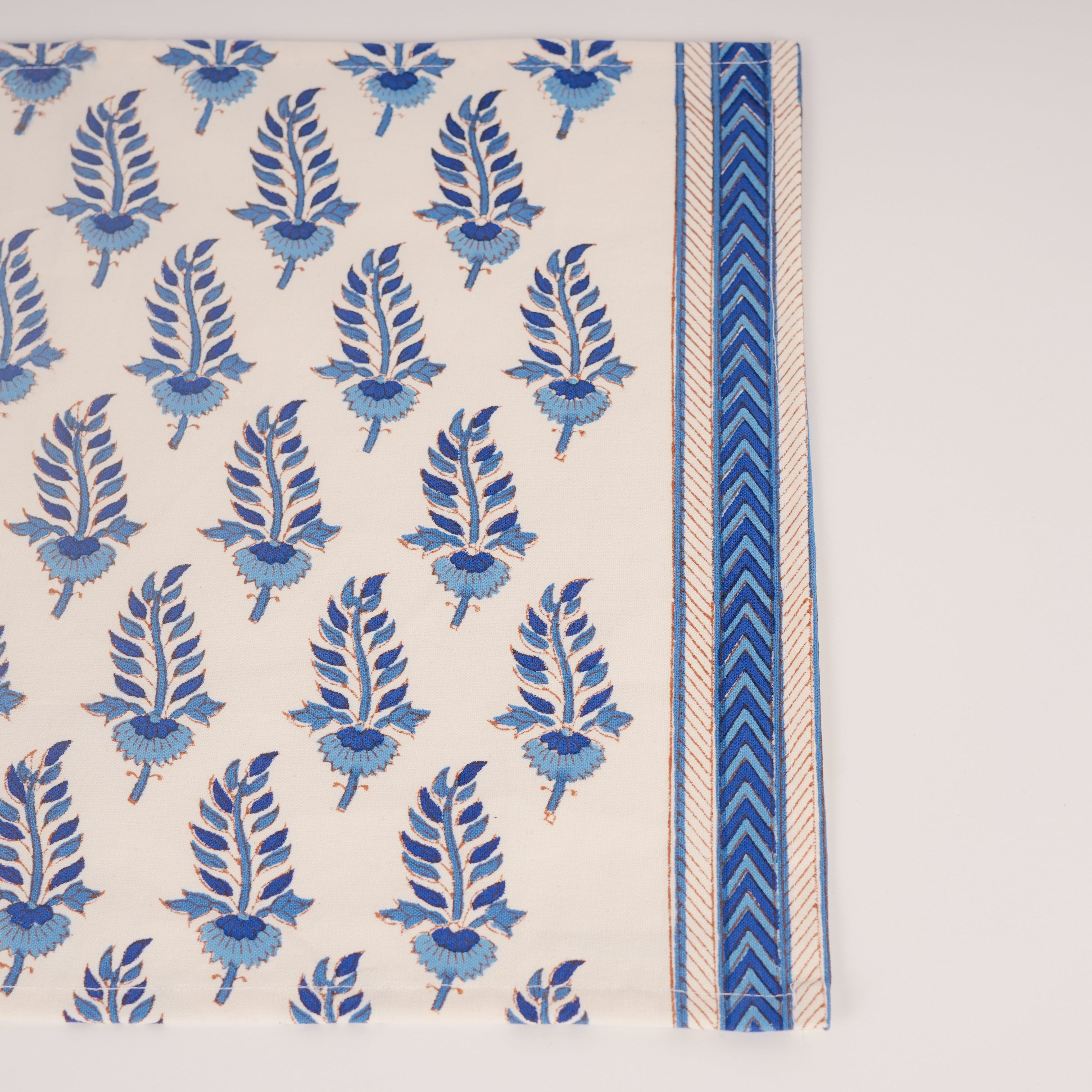 Noor- Hand Block-Printed Cotton Table Mats - Set of 4 (Blue)