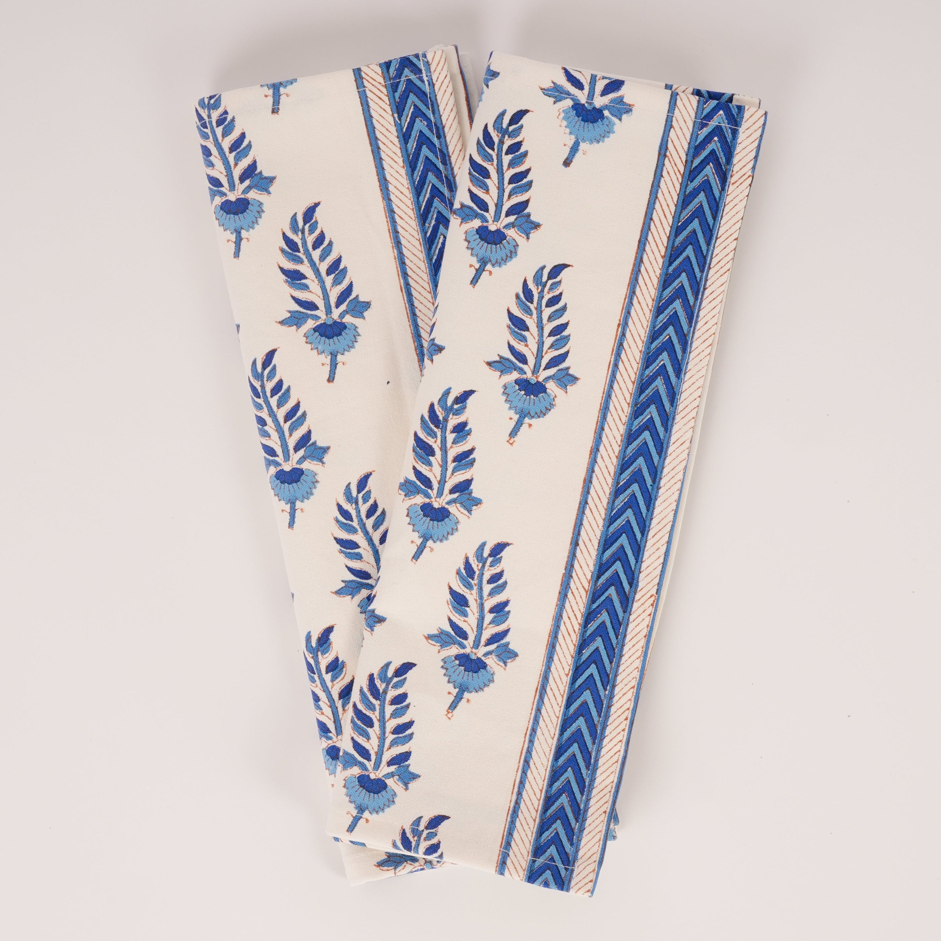 Noor- Hand Block-Printed Cotton Table Mats - Set of 4 (Blue)