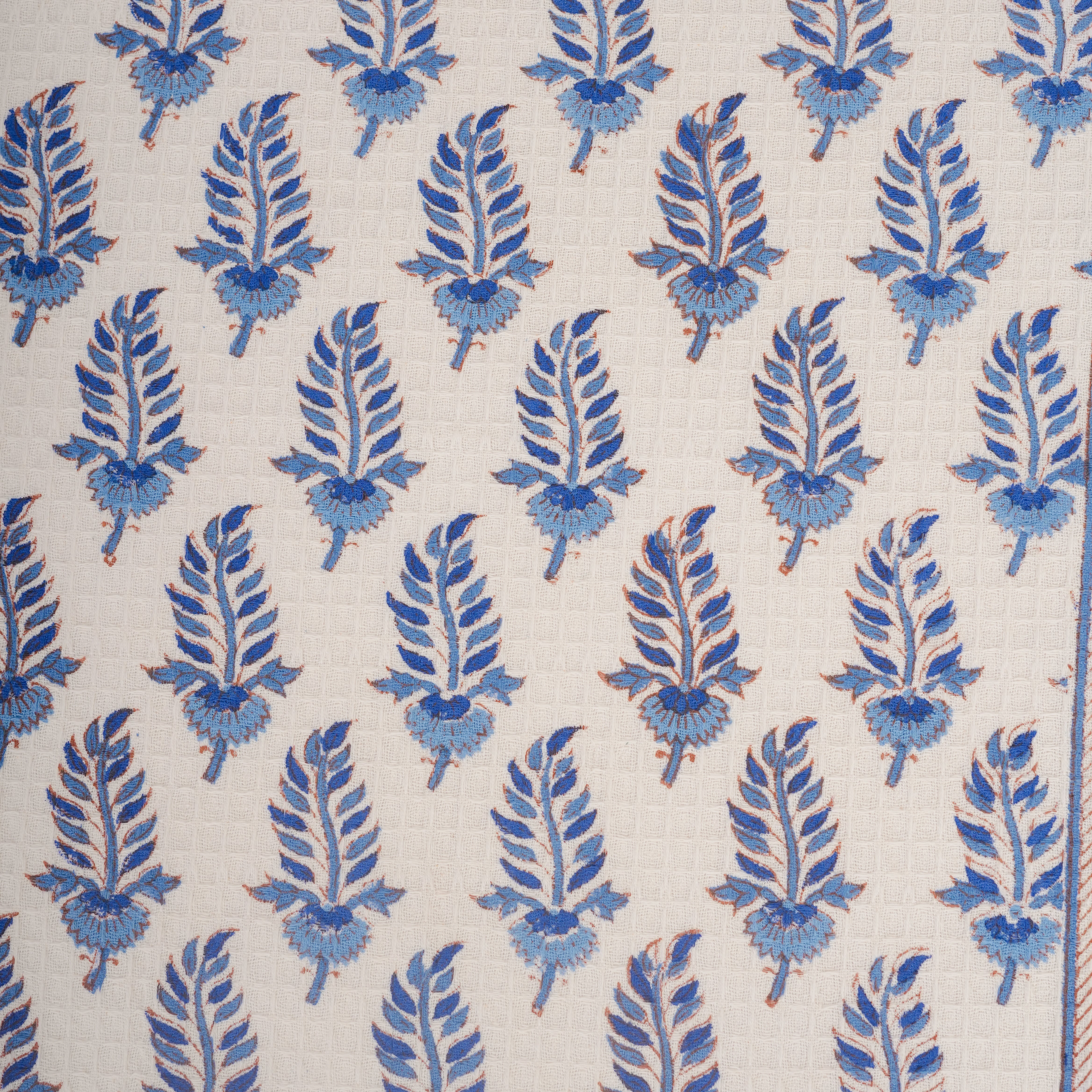 Noor - Hand Block-Printed Waffle Weave Cotton Kitchen Towel - (Blue)