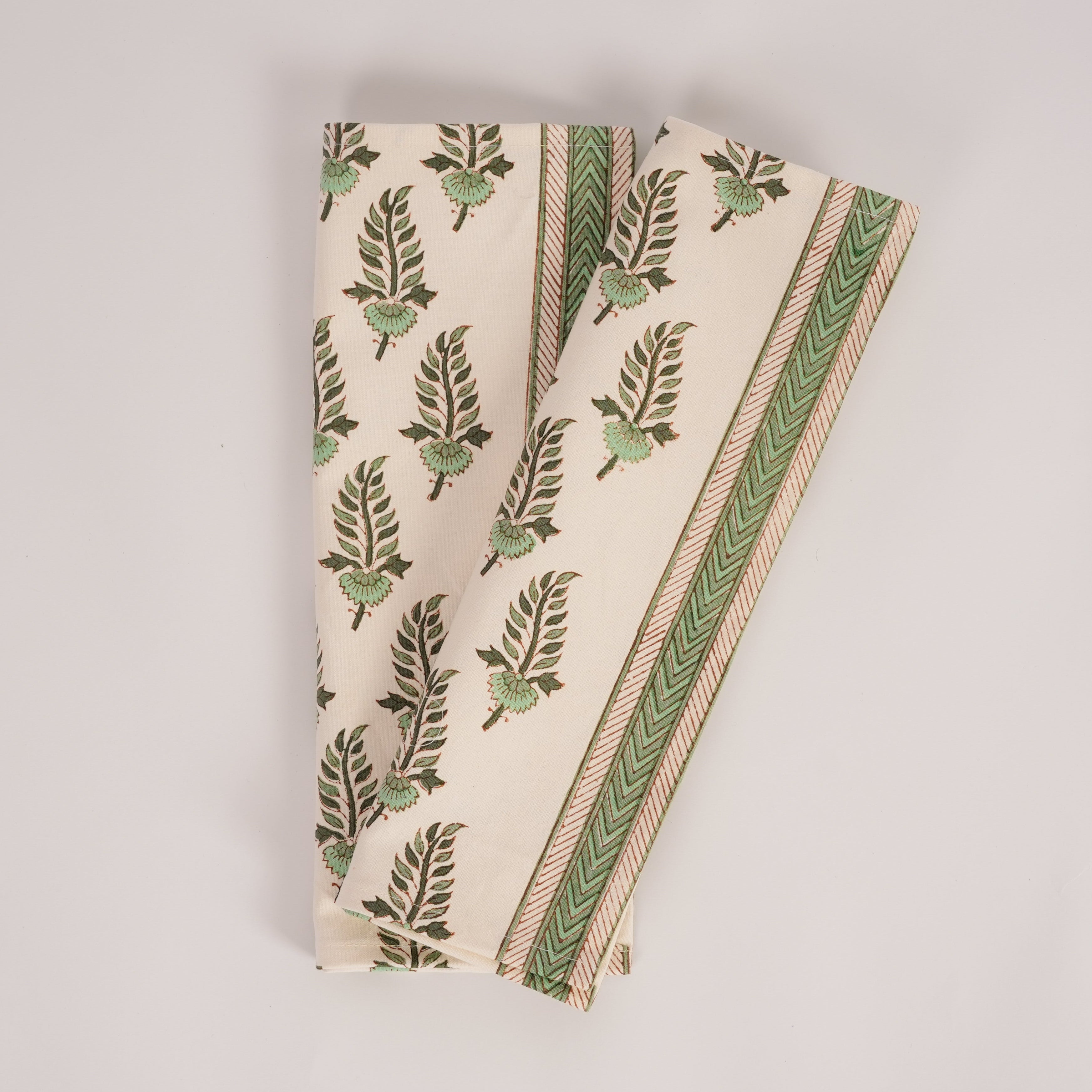 Noor- Hand Block-Printed Cotton Table Mats - Set of 4 (Green)