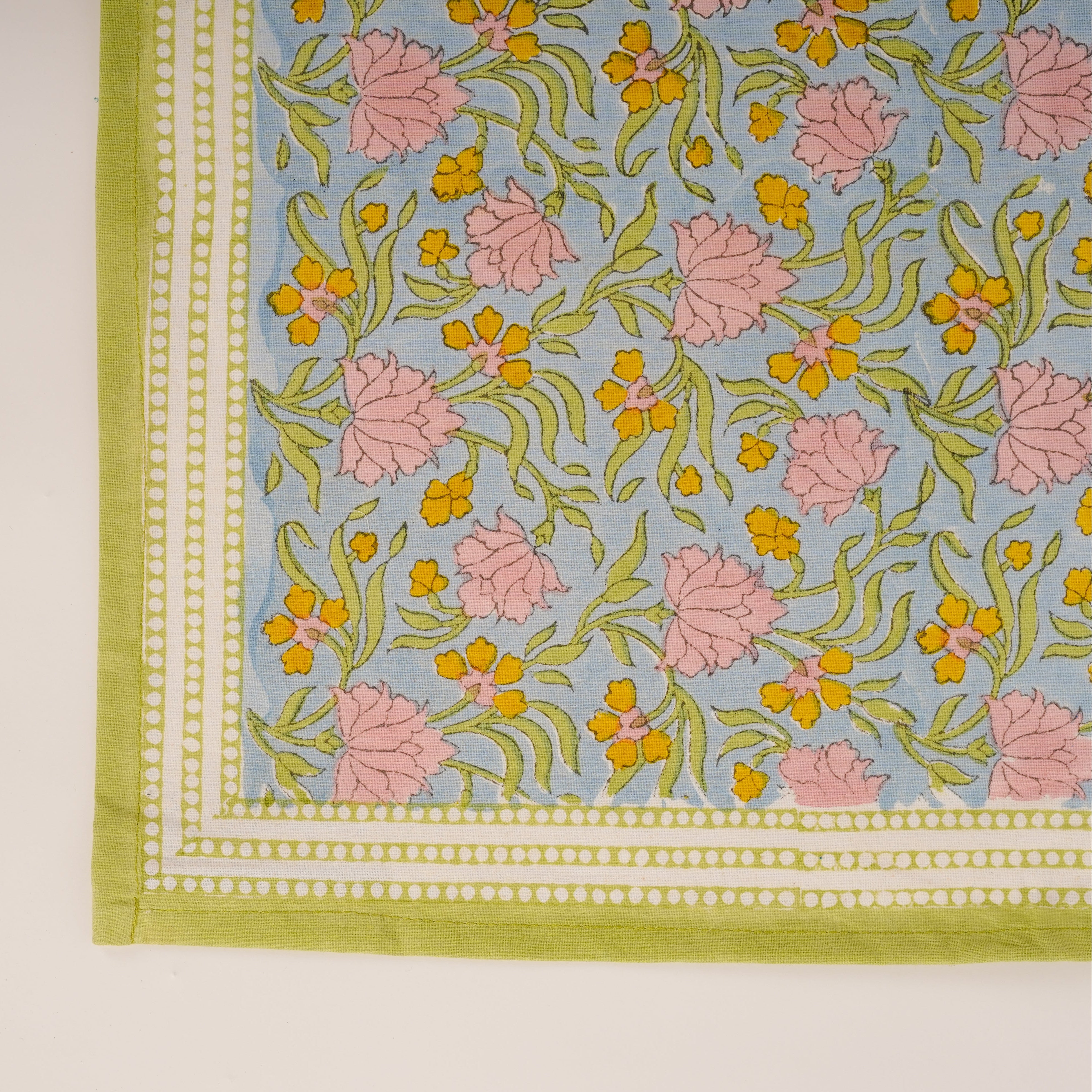 Jasmine Blue - Hand Block-Printed Cotton Napkins Set of 4