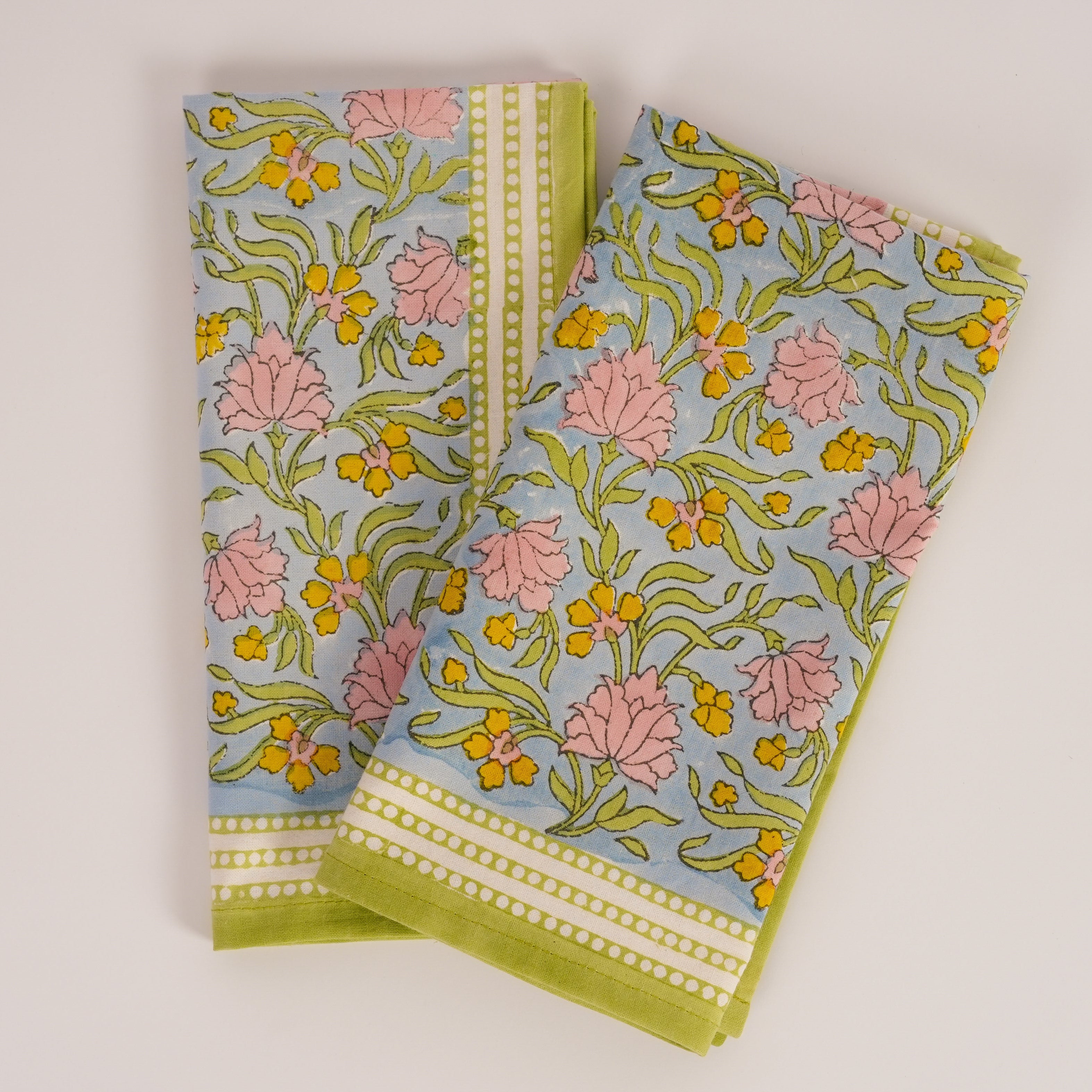 Jasmine Blue - Hand Block-Printed Cotton Napkins Set of 4