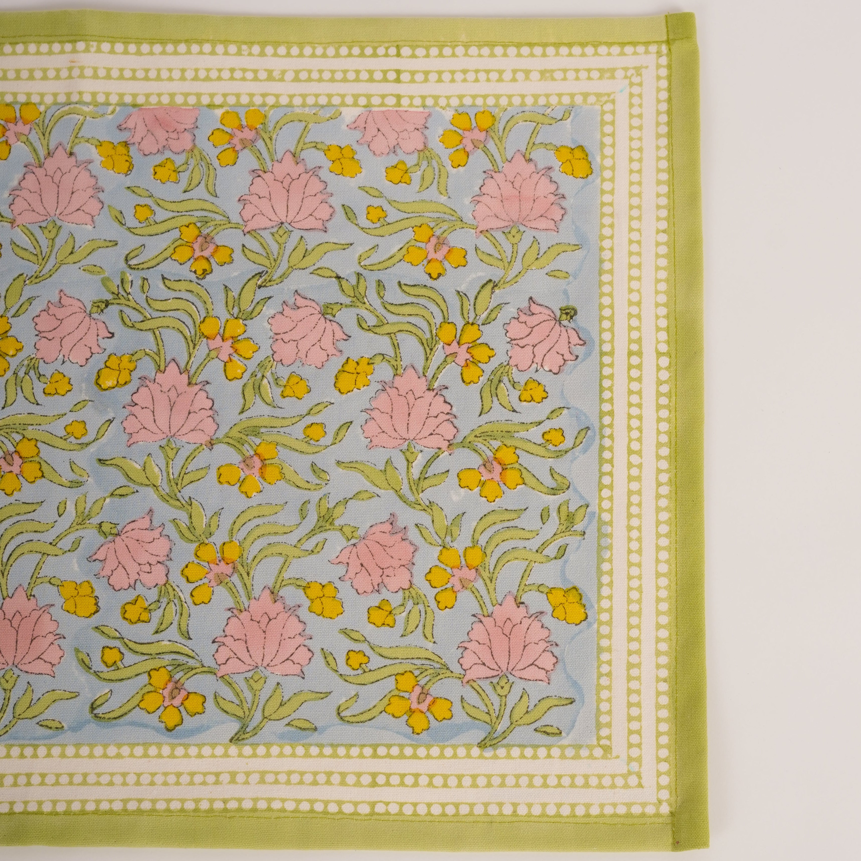 Jasmine Blue - Hand Block-Printed Cotton Placemats Set of 4