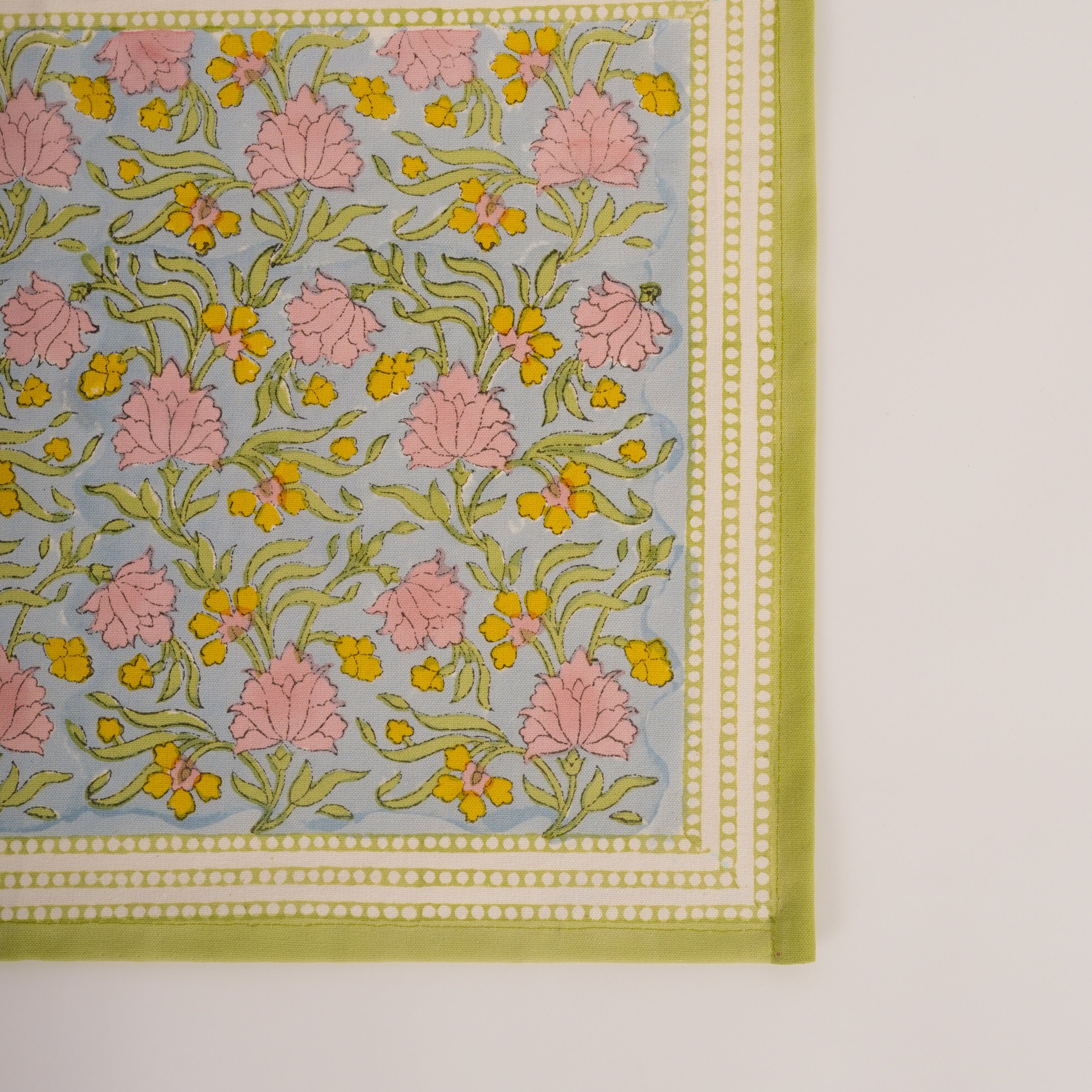 Jasmine Blue - Hand Block-Printed Cotton Placemats Set of 4