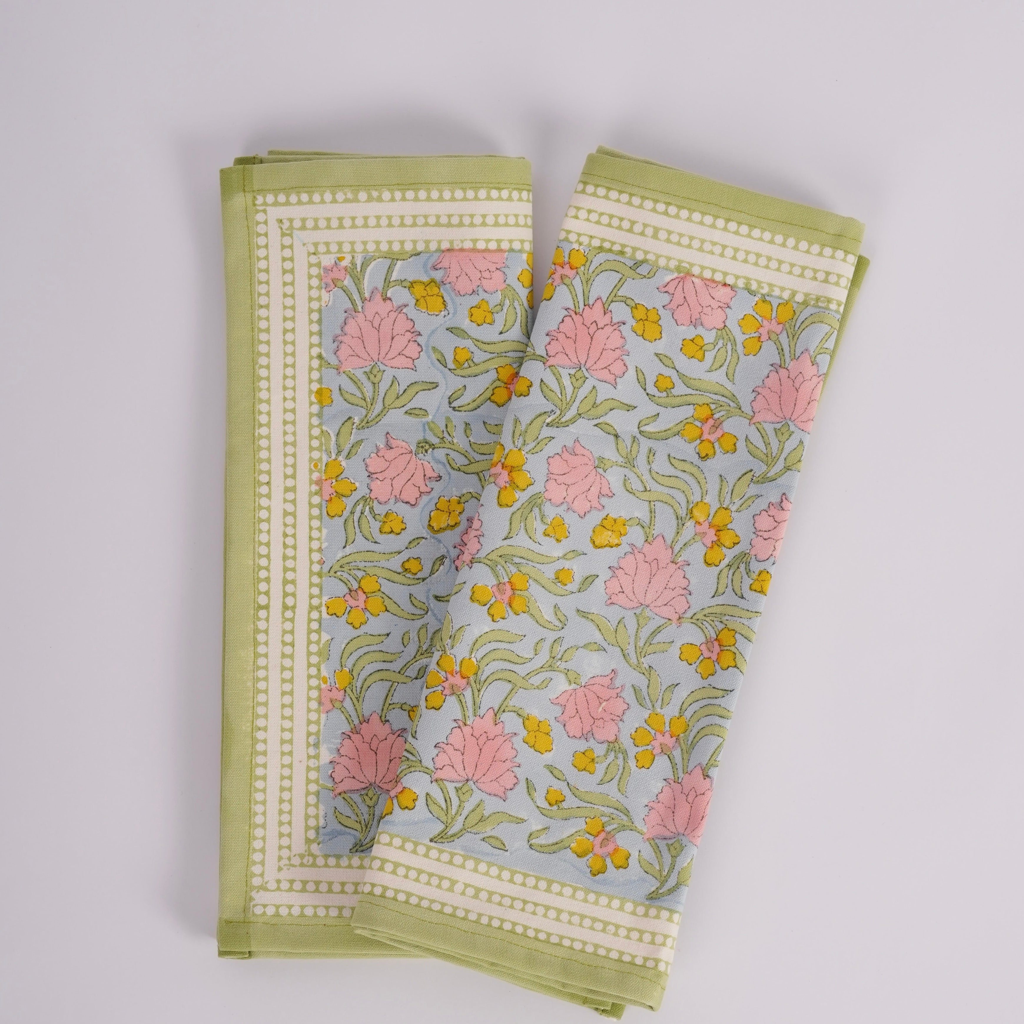 Jasmine Blue - Hand Block-Printed Cotton Placemats Set of 4