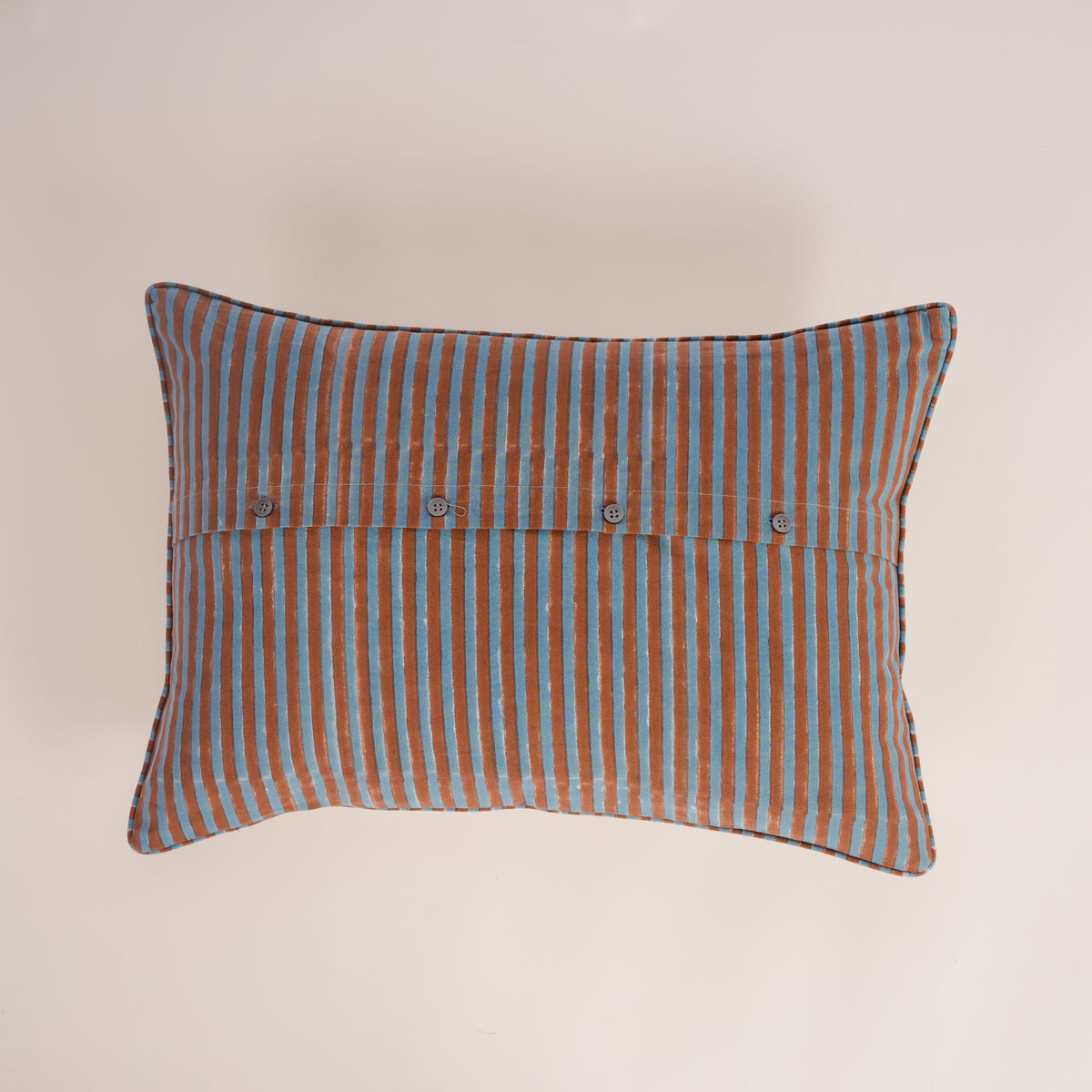 Flaxfield -  Hand Block-Printed Lumbar Ruffle Pillowcase (Sand)