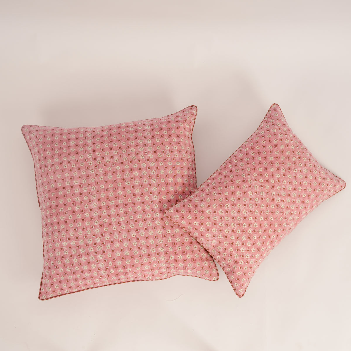 Flaxfield -  Hand Block-Printed Cotton Pillowcase (Rose)