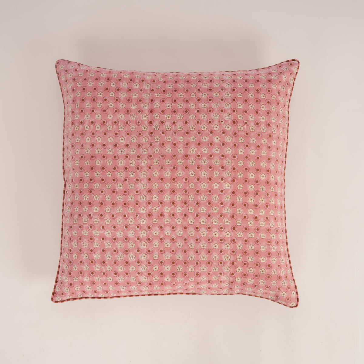 Flaxfield -  Hand Block-Printed Cotton Pillowcase (Rose)