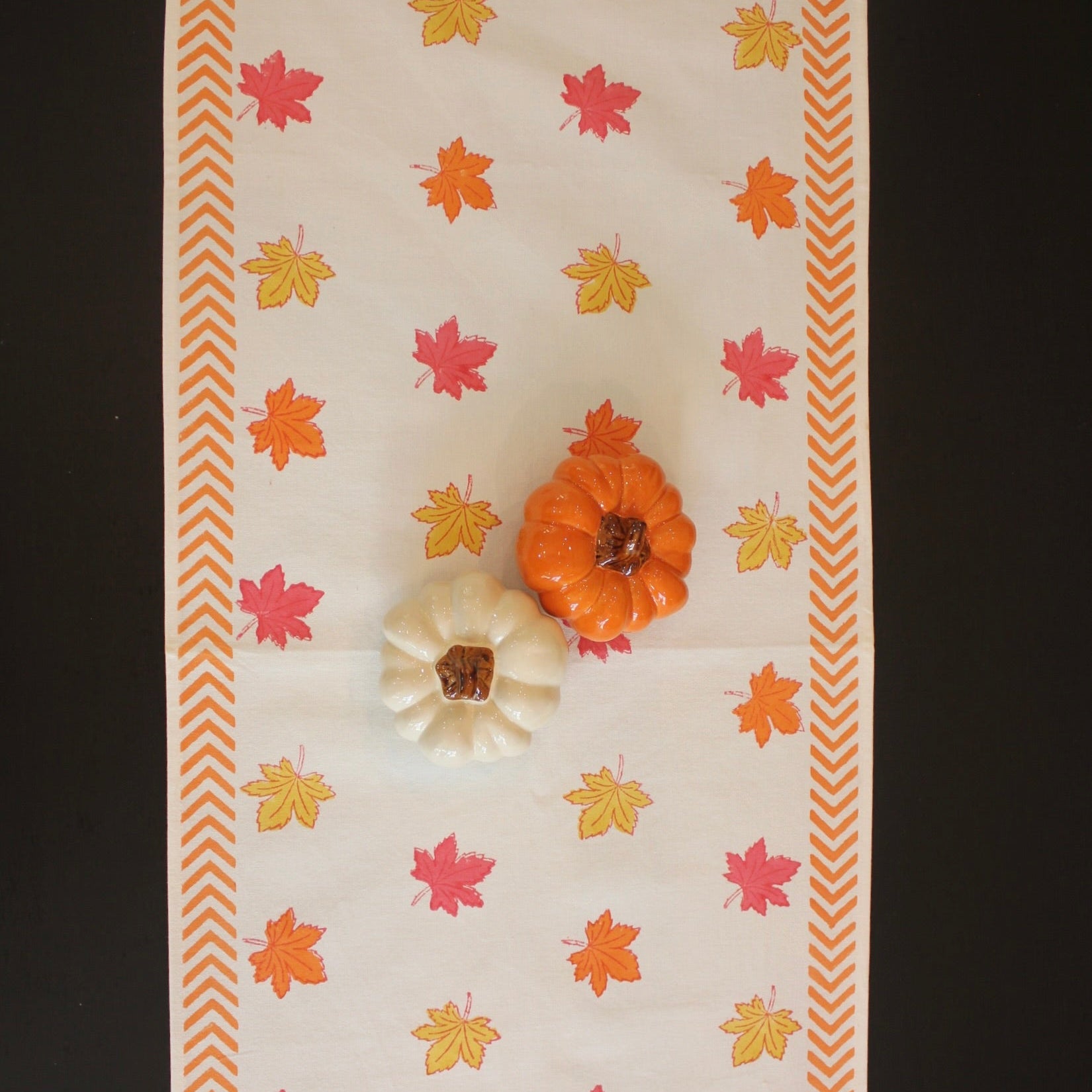 Autumn Leaves - Hand Block-Printed Cotton Table Runner