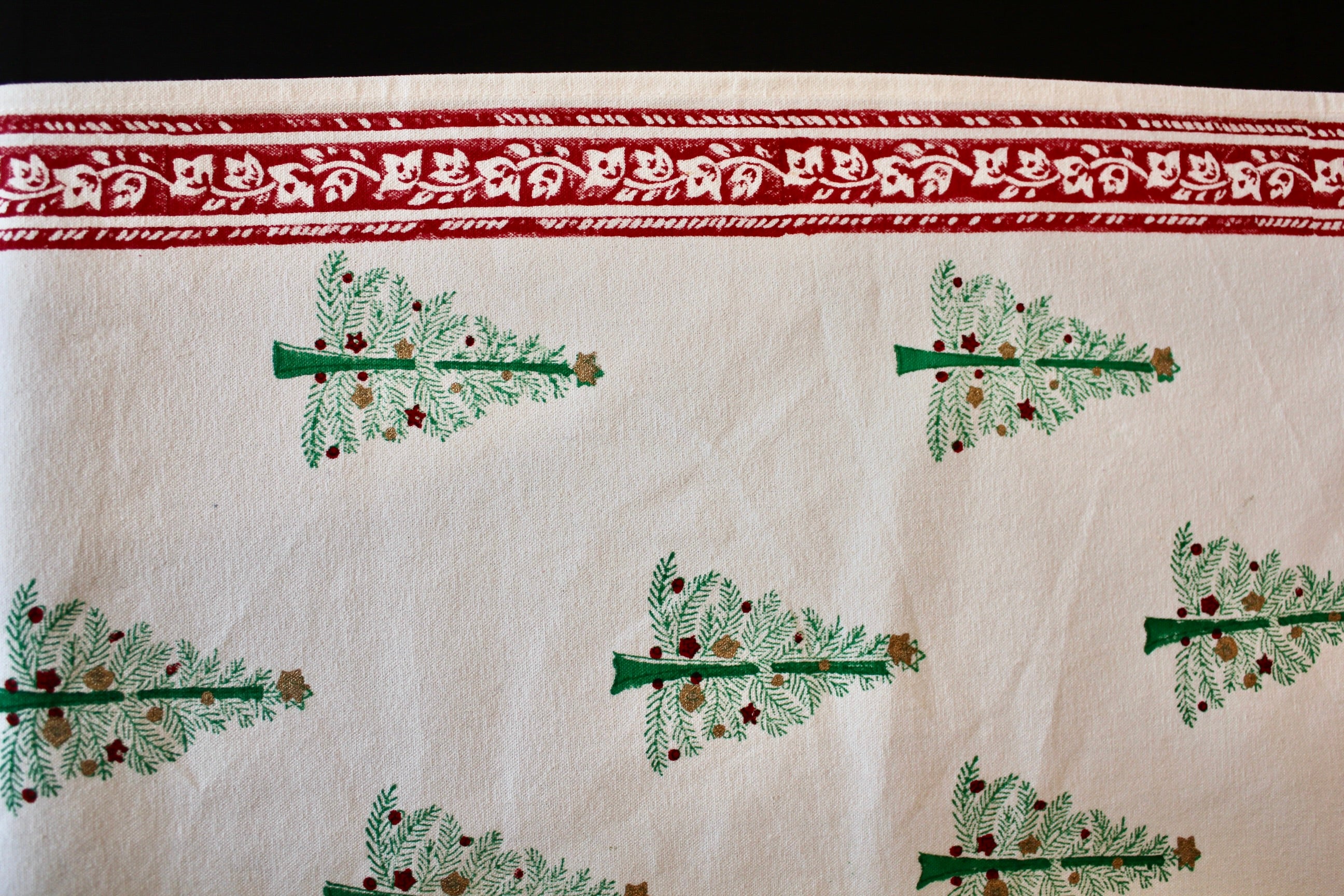 Twinkle Trees - Hand Block-Printed Cotton Table Runner
