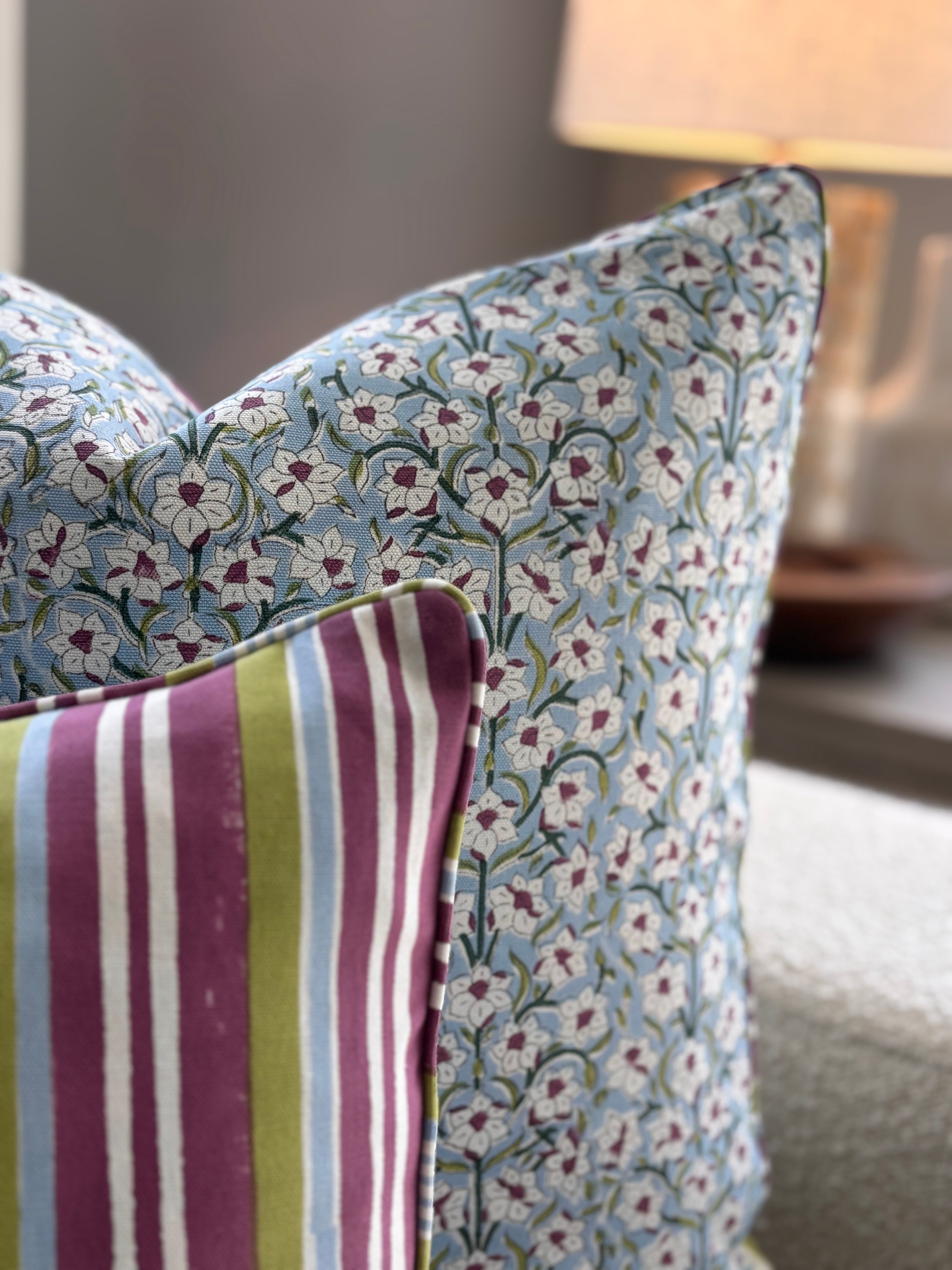 Nargis - Hand Block-Printed  Cotton Pillowcase