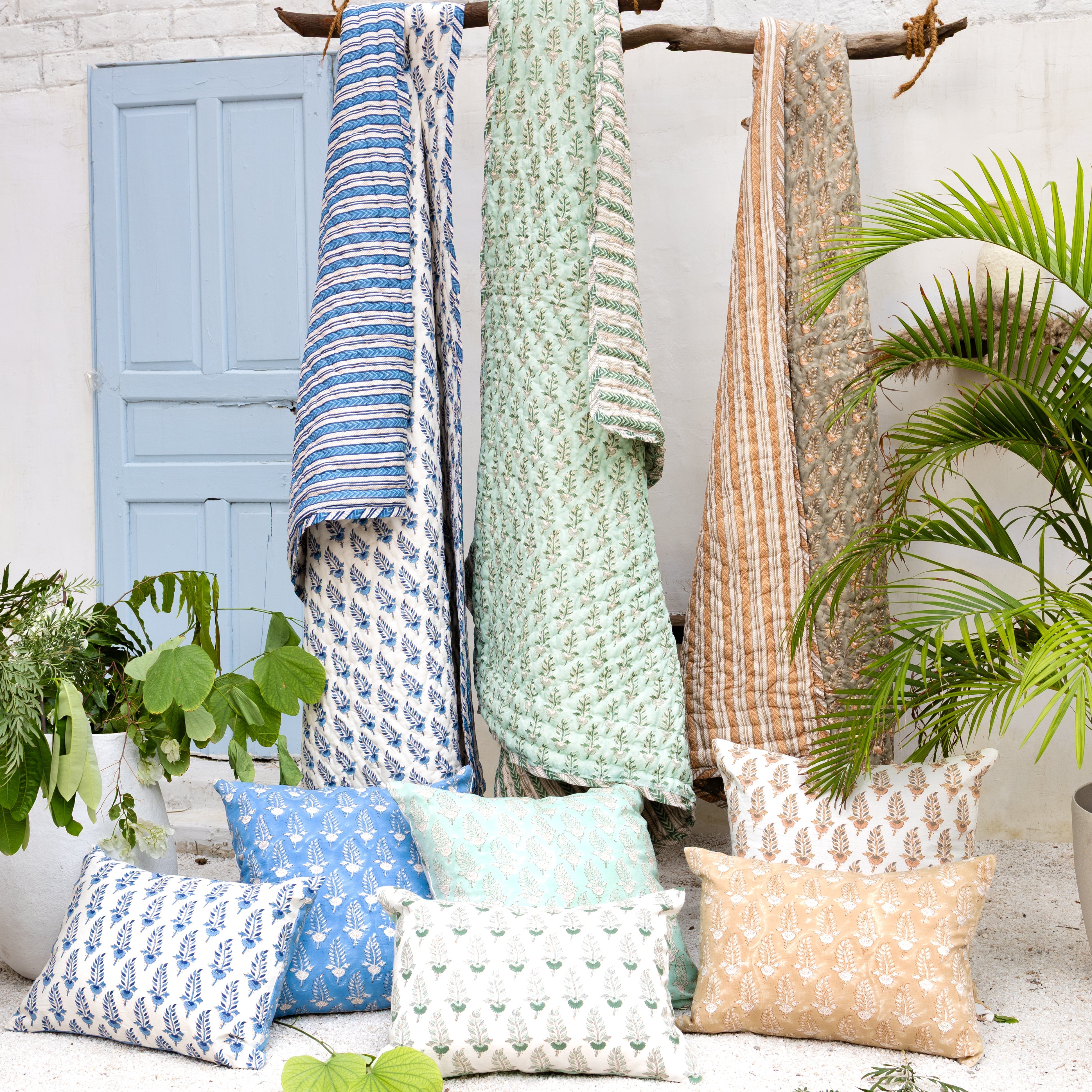 Noor Holiday Gift Set – Hand Block Printed Quilt &  1 Pillow Cover (Under $150)