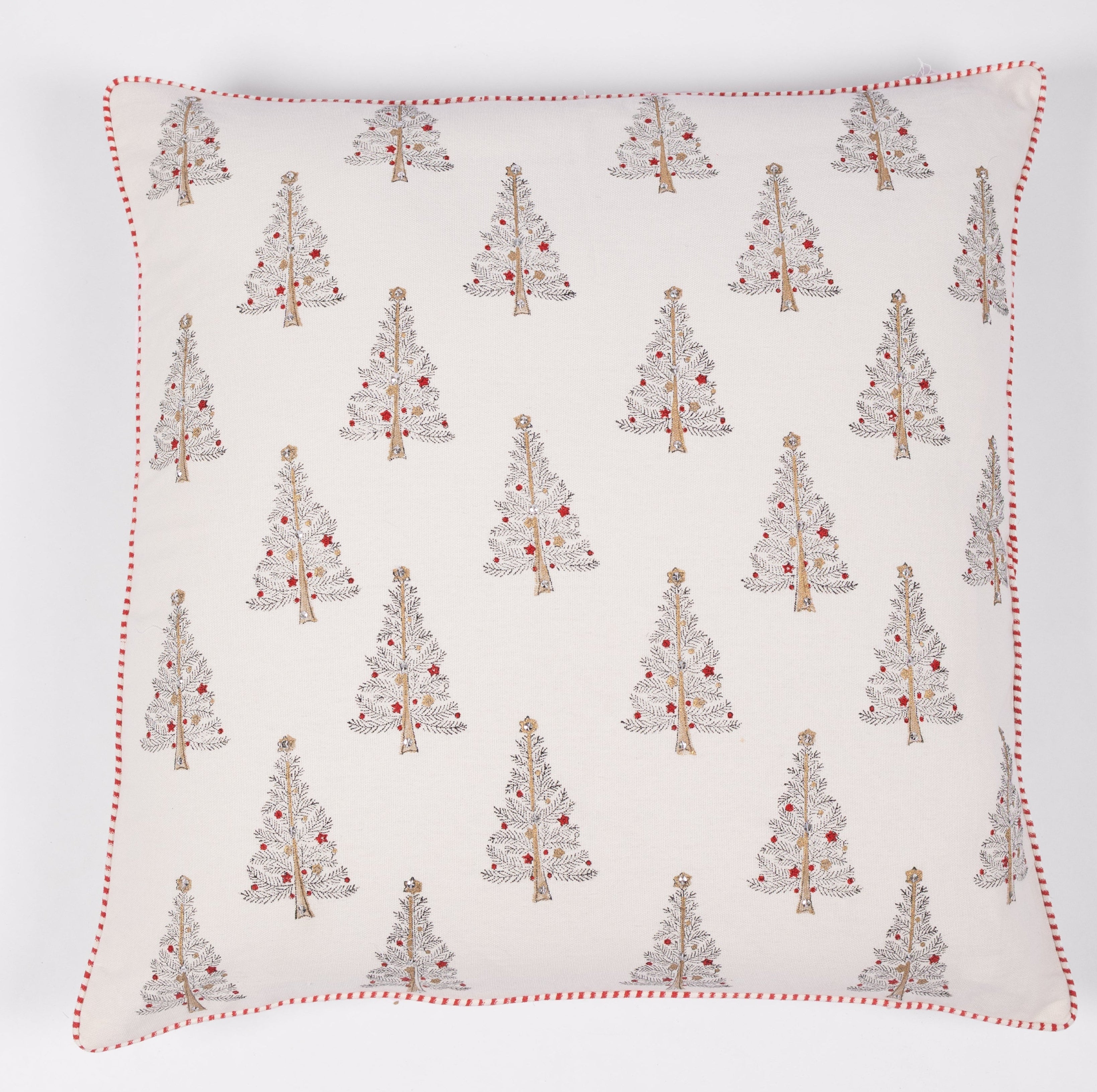 Twinkle Trees - Hand Block-Printed  Cotton Pillowcase (Black)