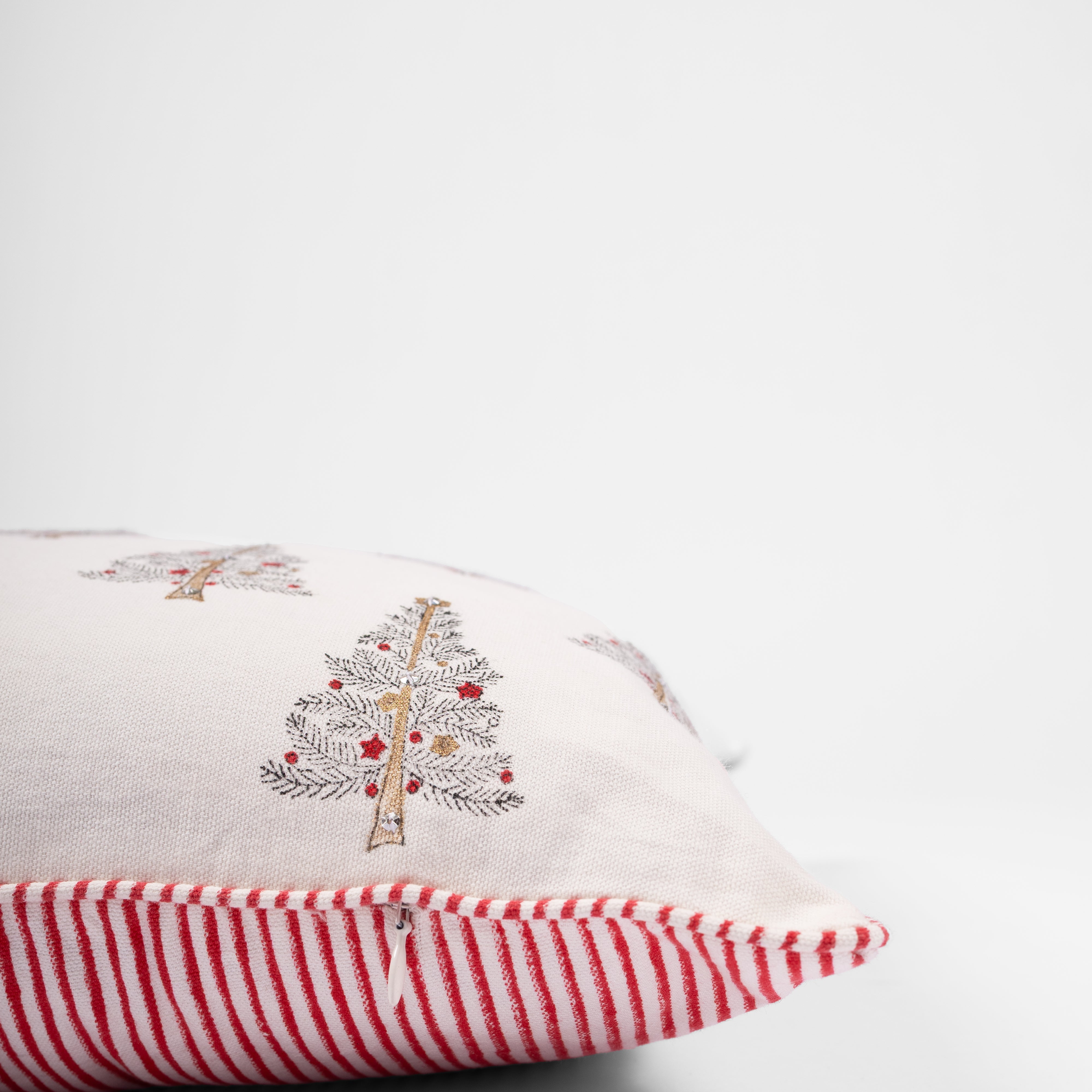 Twinkle Trees - Hand Block-Printed  Cotton Pillowcase (Black)