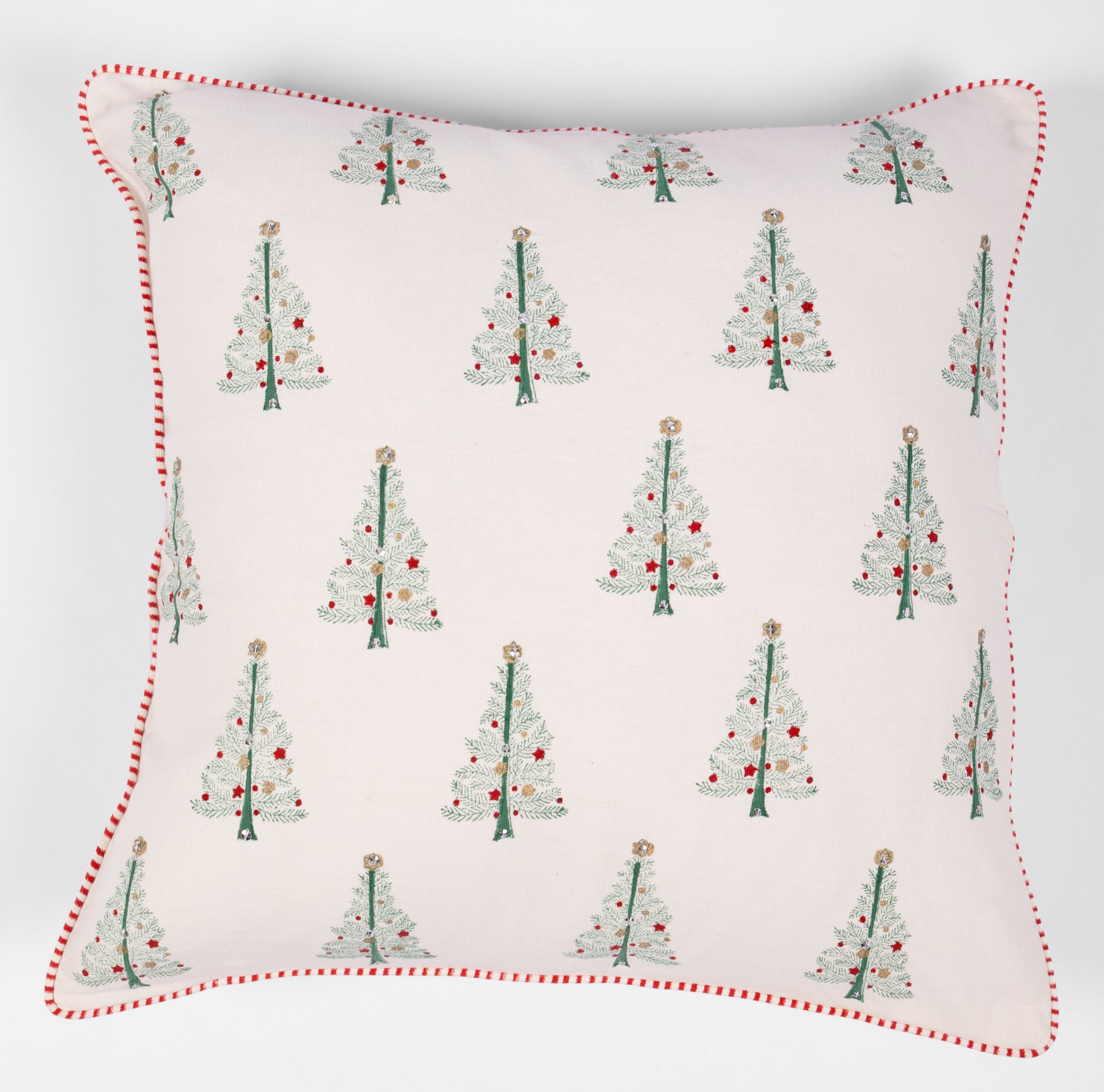 Twinkle Trees - Hand Block-Printed  Cotton Pillowcase (Green)