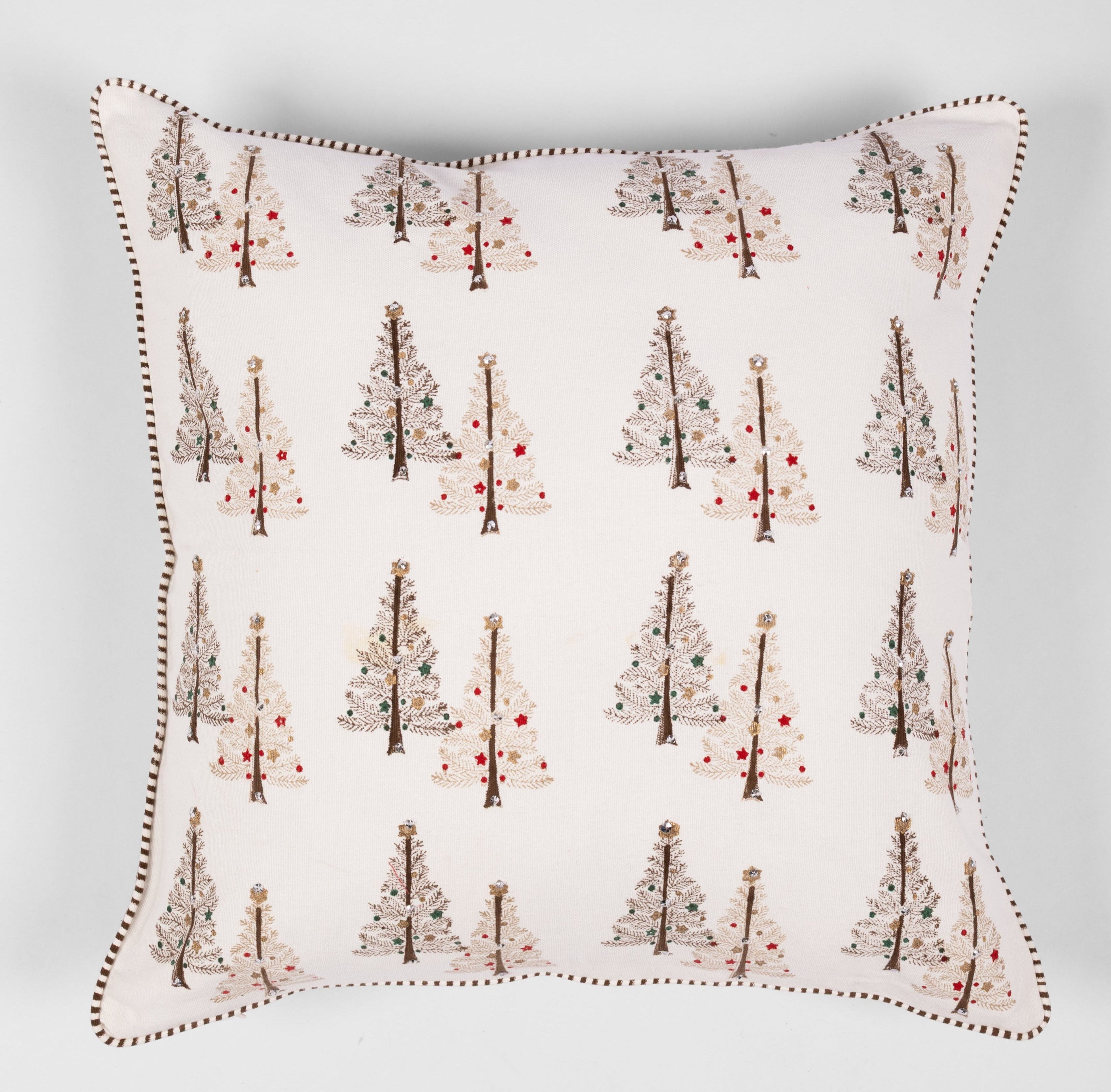 Twinkle Trees - Hand Block-Printed  Cotton Pillowcase (Brown)