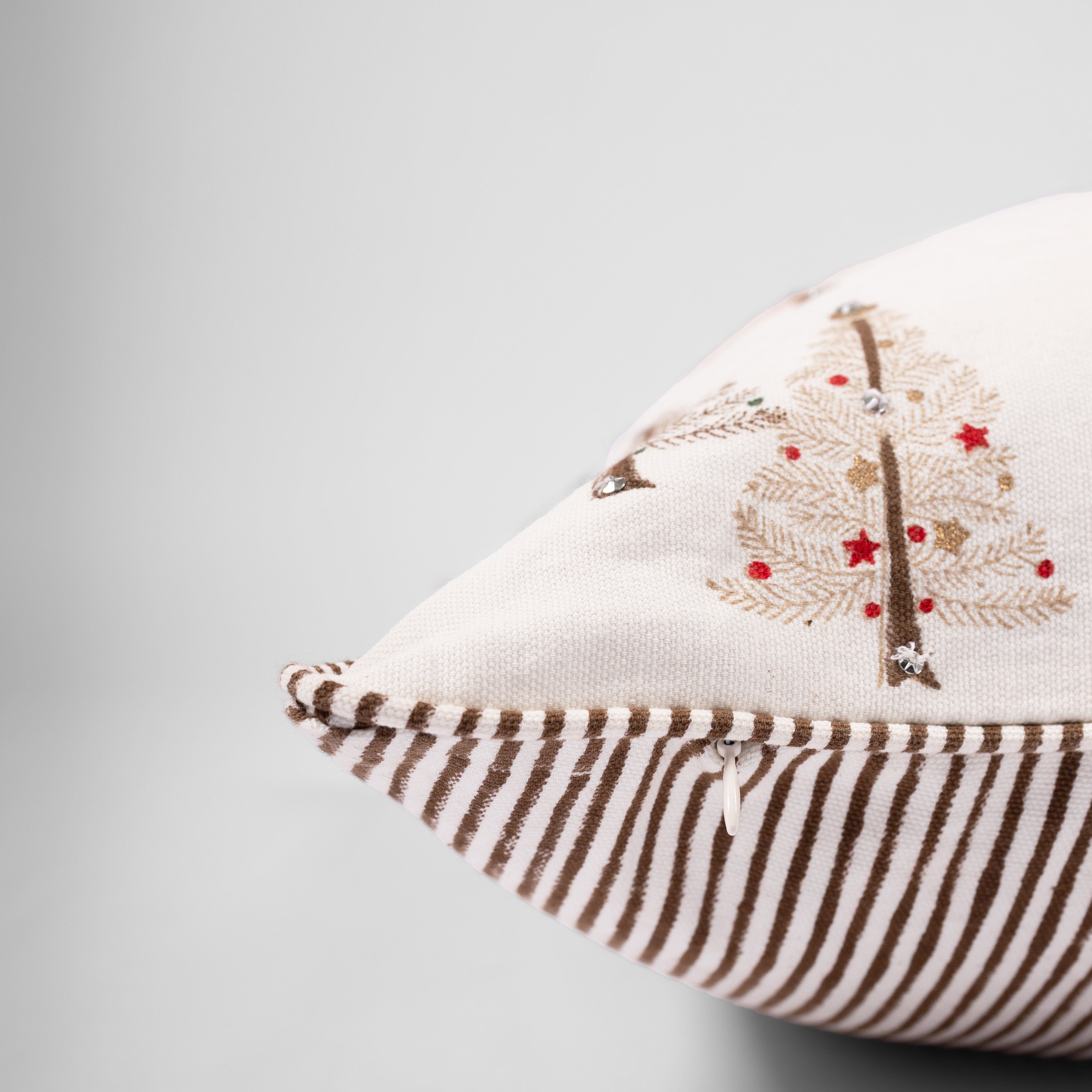 Twinkle Trees - Hand Block-Printed  Cotton Pillowcase (Brown)