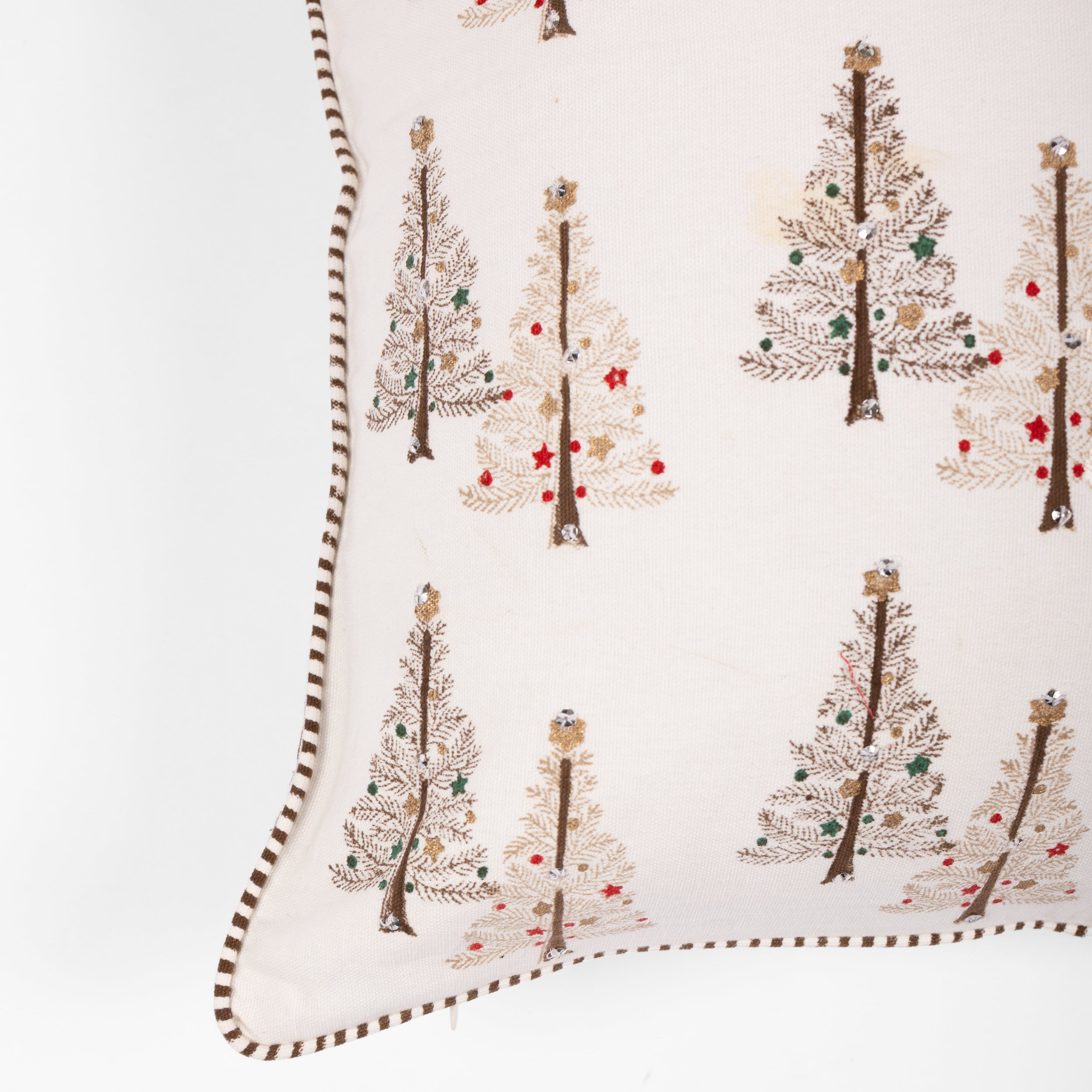 Twinkle Trees - Hand Block-Printed  Cotton Pillowcase (Brown)