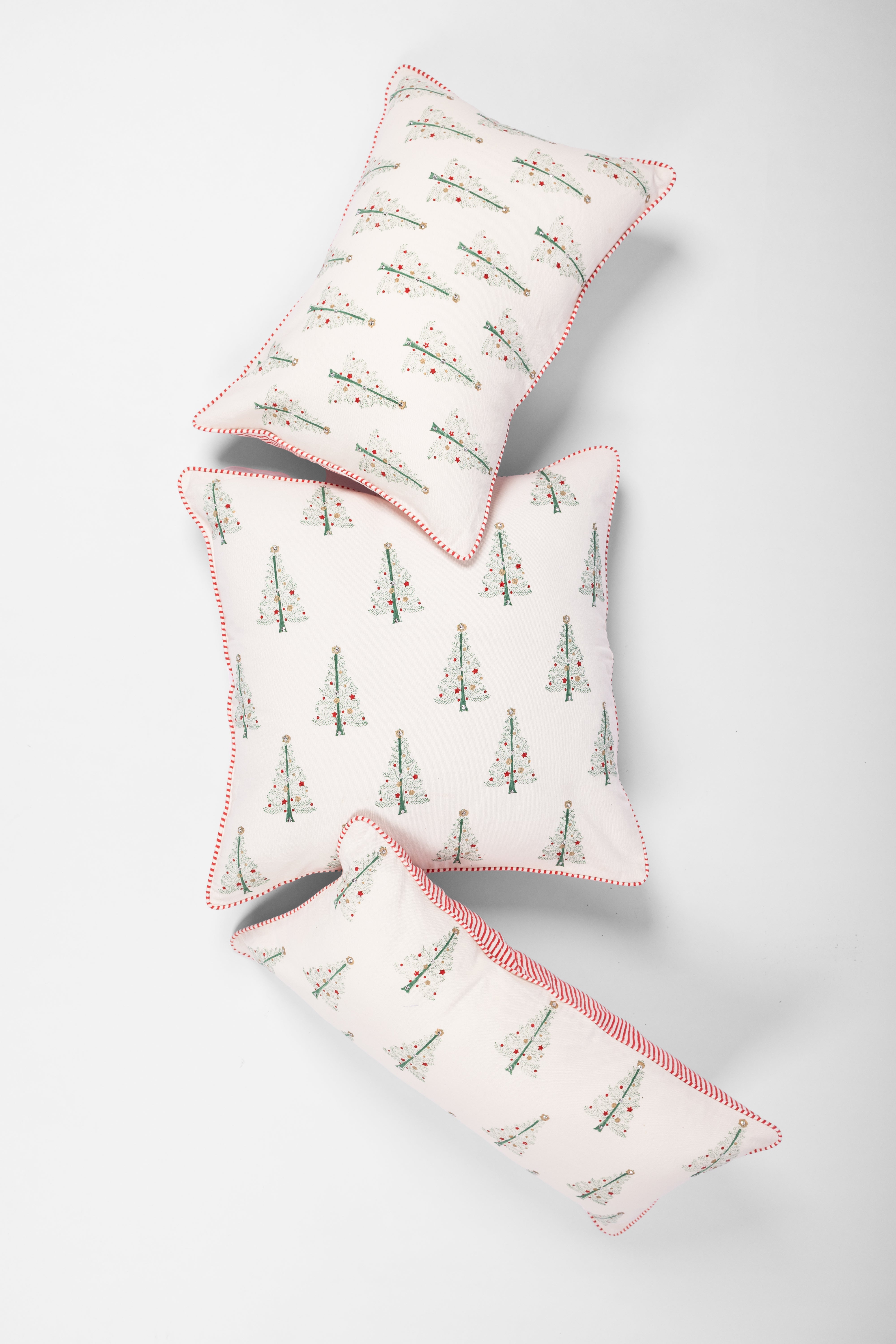 Twinkle Trees - Hand Block-Printed  Cotton Pillowcase (Green)