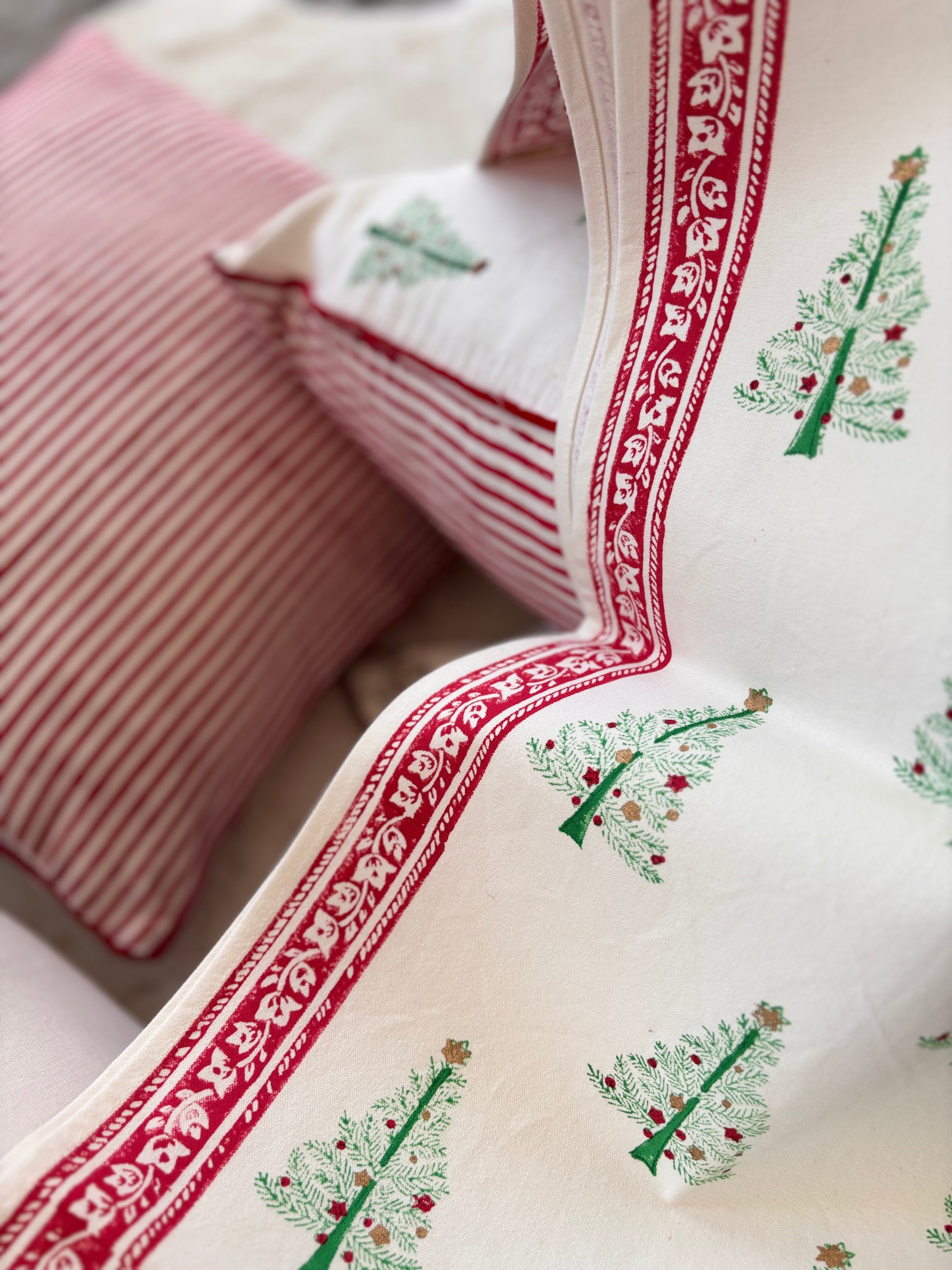 Twinkle Trees - Hand Block-Printed Cotton Table Runner
