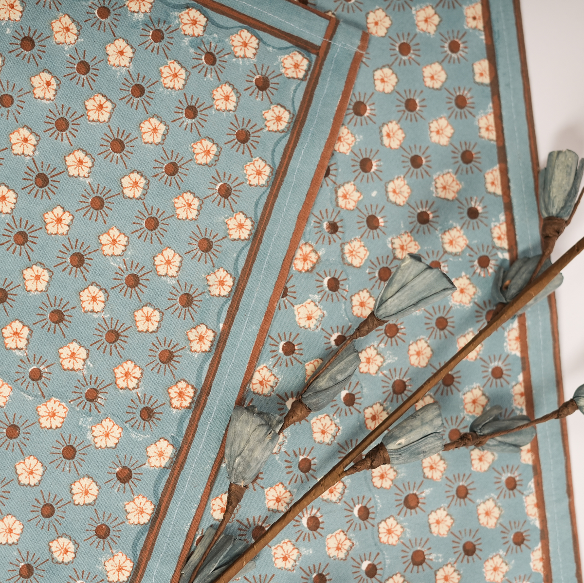 Flaxfield - Blue Hand Block-Printed Cotton Table Runner