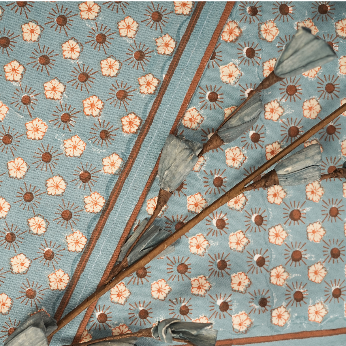 Flaxfield - Blue Hand Block-Printed Cotton Table Runner