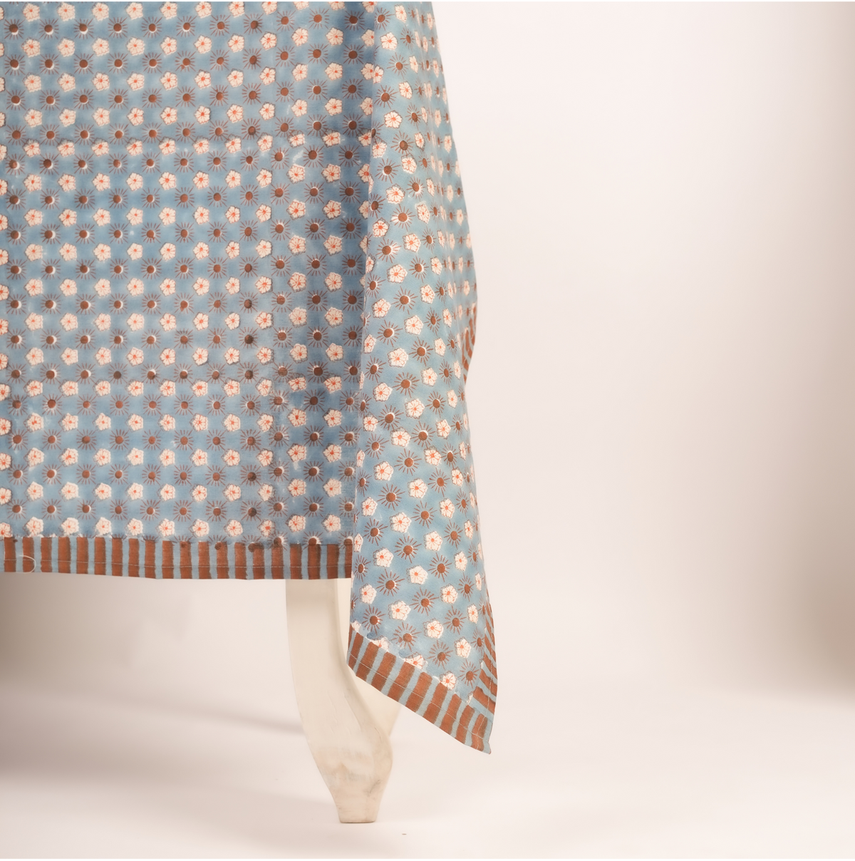 Flaxfield - Blue Hand Block-Printed Cotton Tablecloth