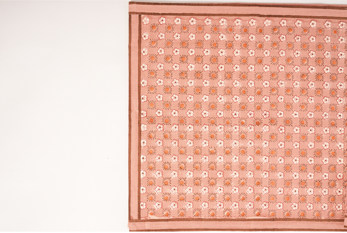 Flaxfield -  Hand Block-Printed Cotton Table Runner, Light Mahogany