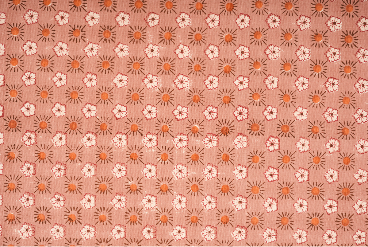 Flaxfield -  Hand Block-Printed Cotton Table Runner, Light Mahogany