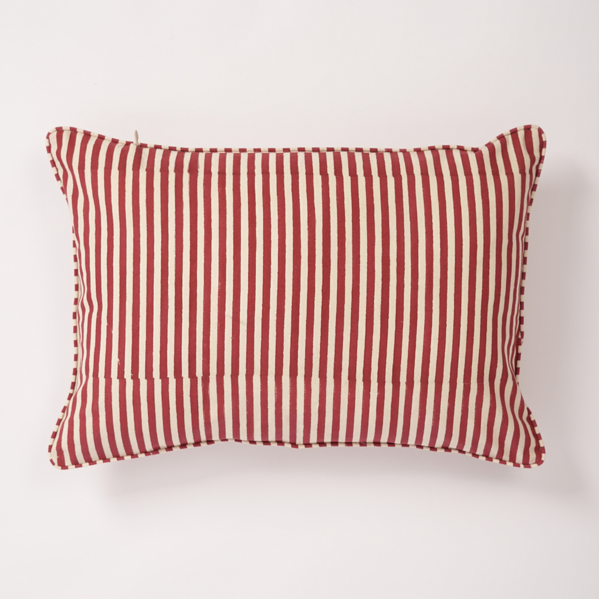 Merry Conifers -  Hand Block-Printed Lumbar Ruffle Pillowcase (Red)